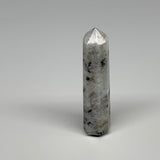 81.9g, 3.8"x0.8", Rainbow Moonstone Tower Obelisk Point Crystal @India, B29231