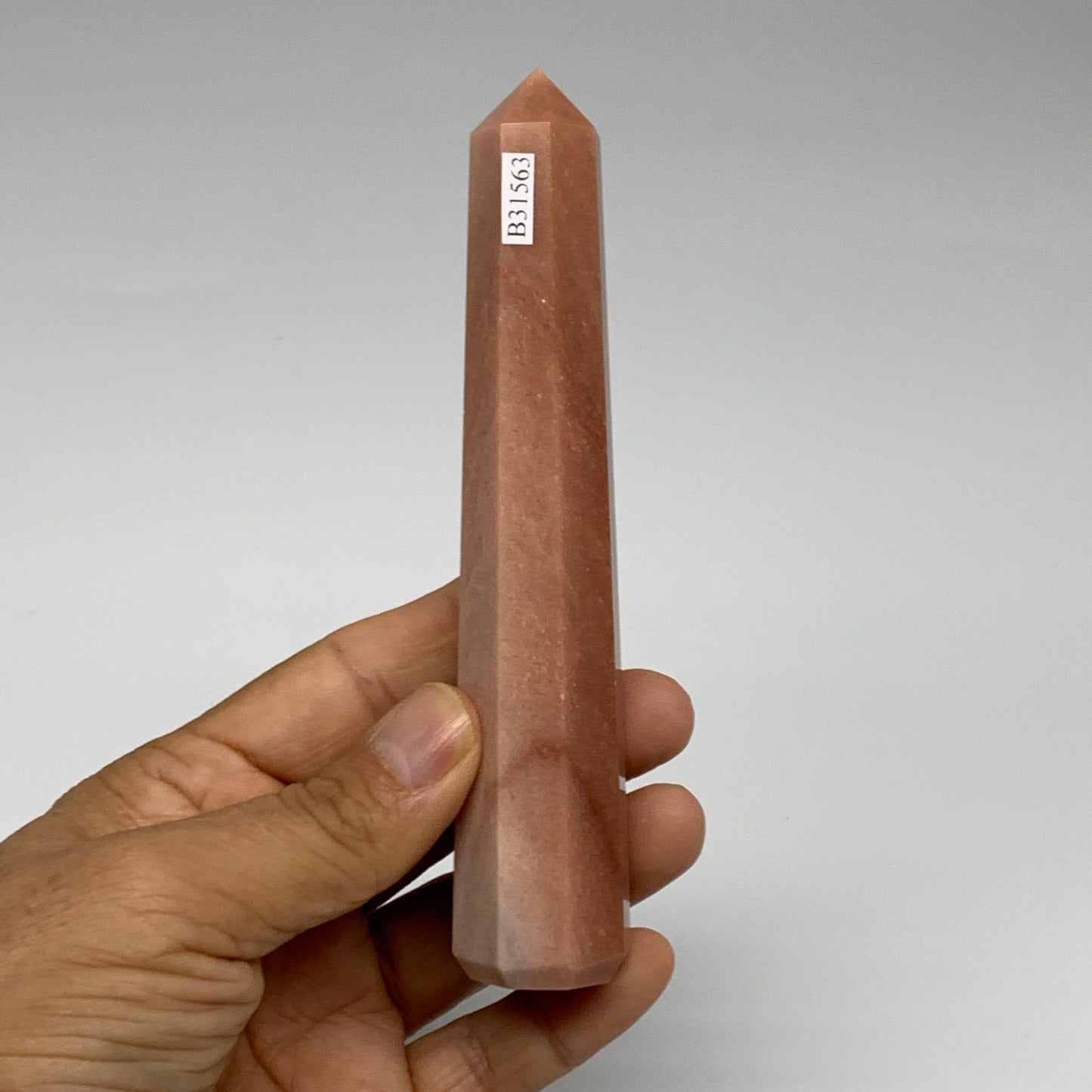 140g, 5.3"x1"x1" Red Aventurine Tower Obelisk Point Crystal @India,B31563