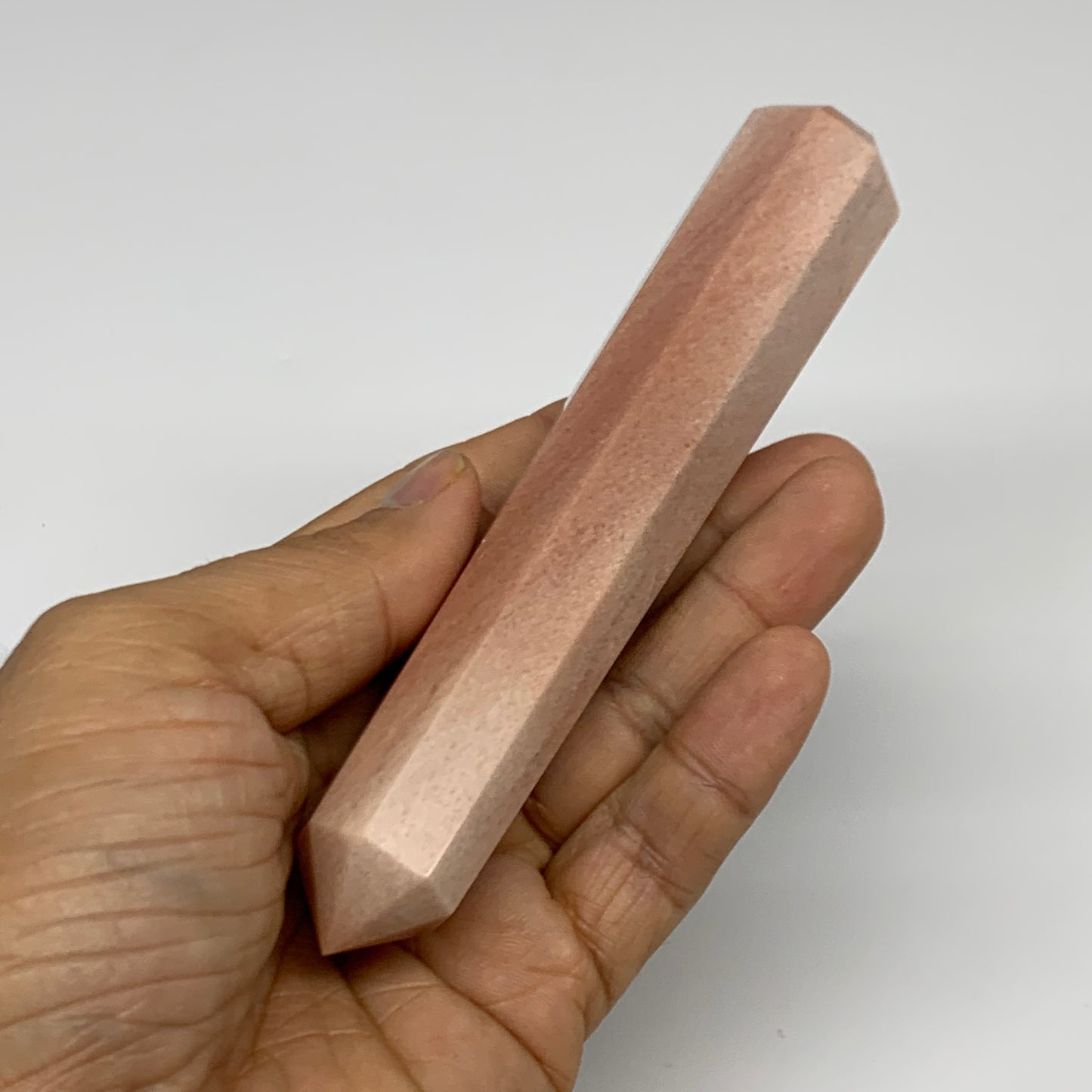 140g, 5.3"x1"x1" Red Aventurine Tower Obelisk Point Crystal @India,B31563