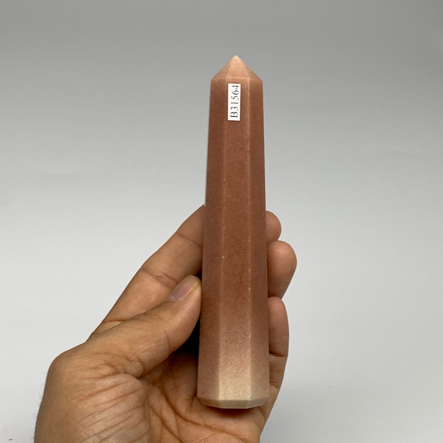 140.7g, 5.1"x1"x1" Red Aventurine Tower Obelisk Point Crystal @India,B31564