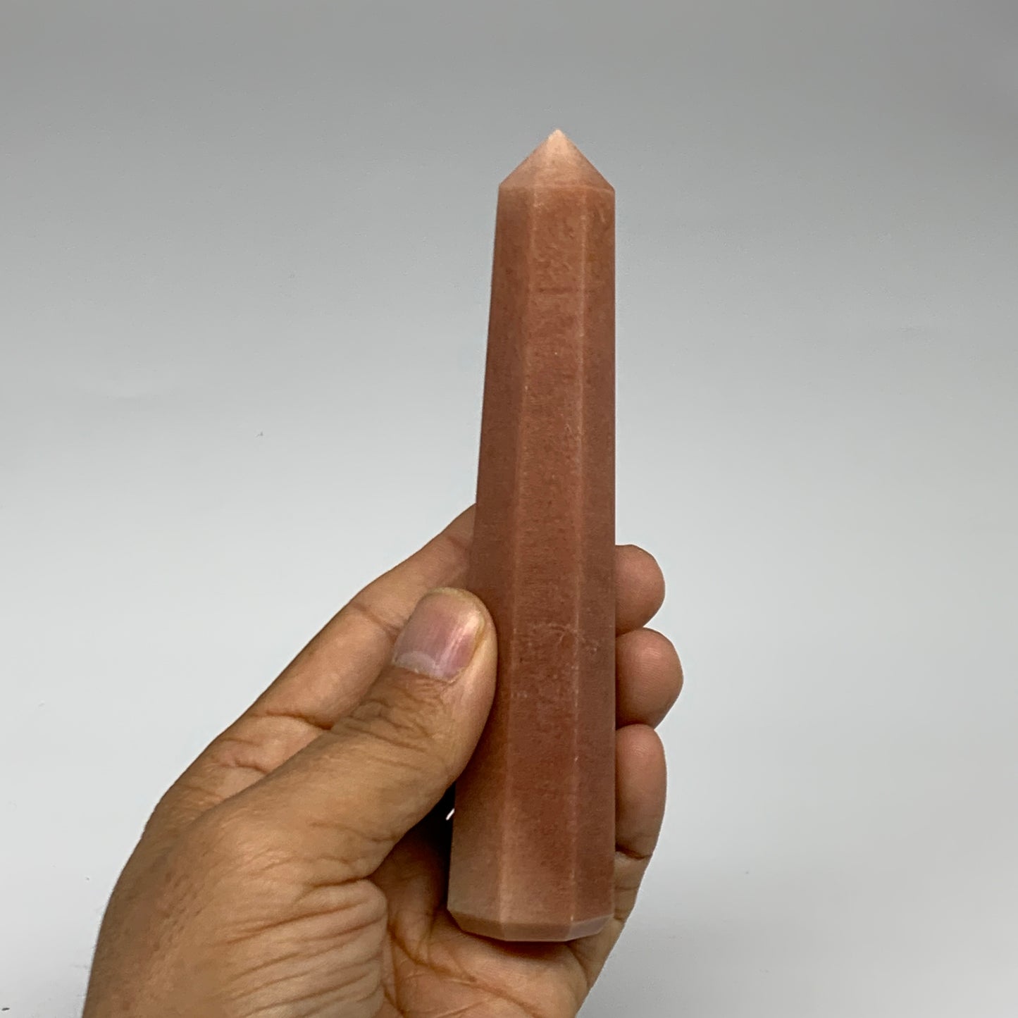 140.7g, 5.1"x1"x1" Red Aventurine Tower Obelisk Point Crystal @India,B31564