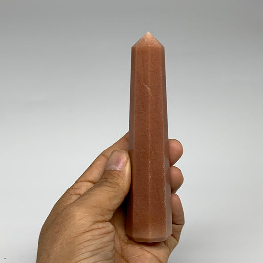 140.7g, 5.1"x1"x1" Red Aventurine Tower Obelisk Point Crystal @India,B31564
