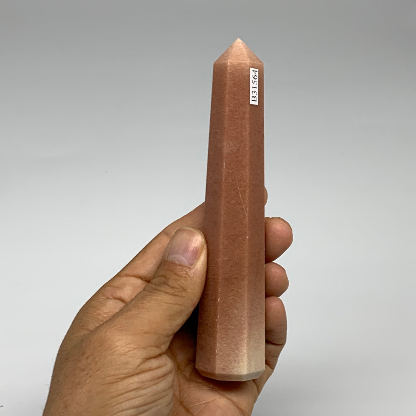 140.7g, 5.1"x1"x1" Red Aventurine Tower Obelisk Point Crystal @India,B31564