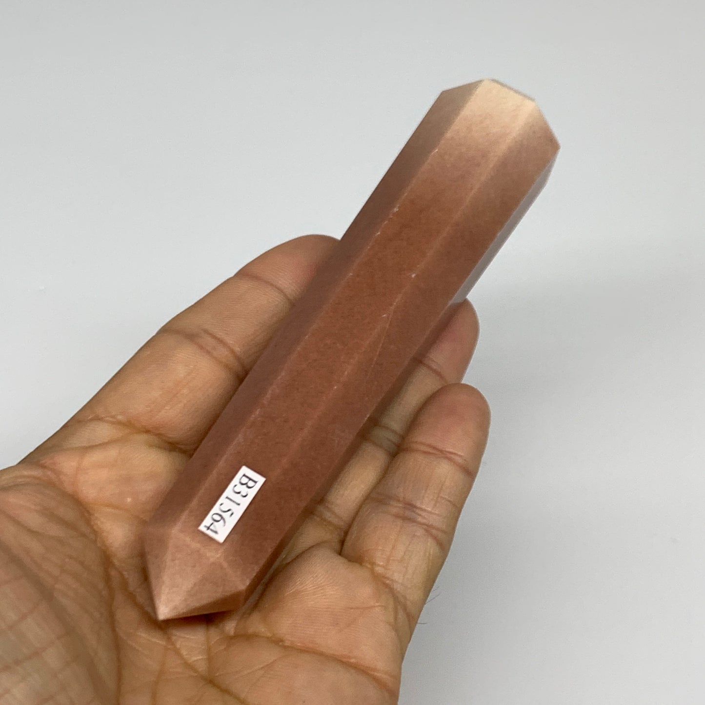 140.7g, 5.1"x1"x1" Red Aventurine Tower Obelisk Point Crystal @India,B31564