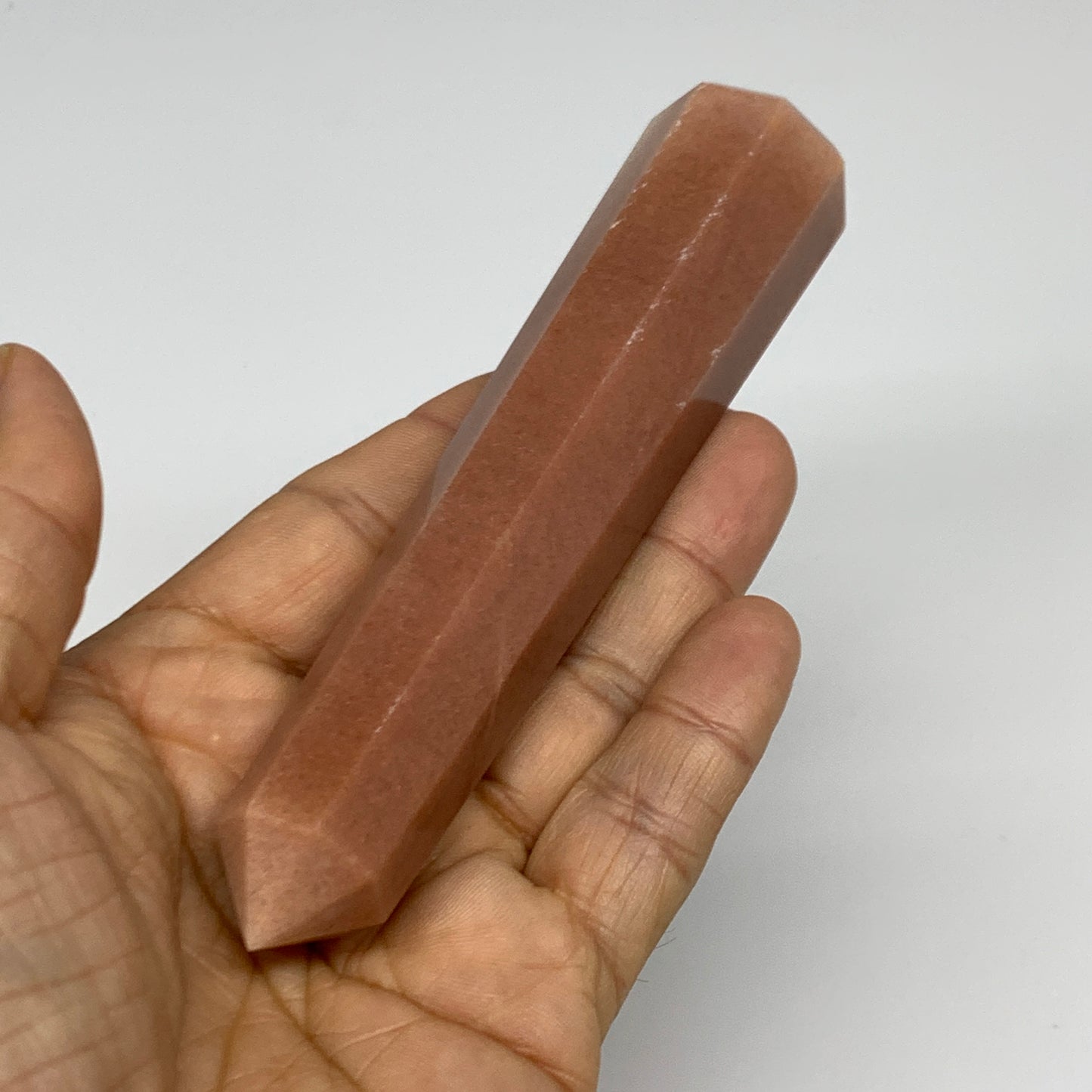 140.7g, 5.1"x1"x1" Red Aventurine Tower Obelisk Point Crystal @India,B31564