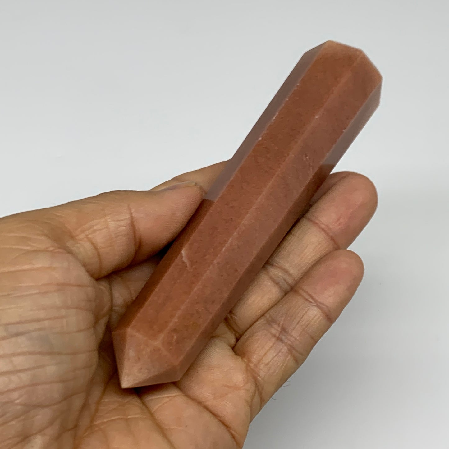 140.7g, 5.1"x1"x1" Red Aventurine Tower Obelisk Point Crystal @India,B31564