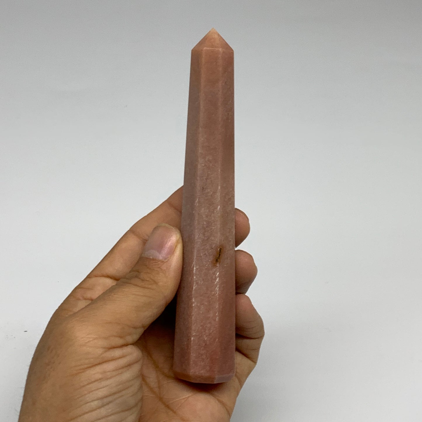 112.7g, 5.2"x0.9"x0.9" Red Aventurine Tower Obelisk Point Crystal @India,B31565
