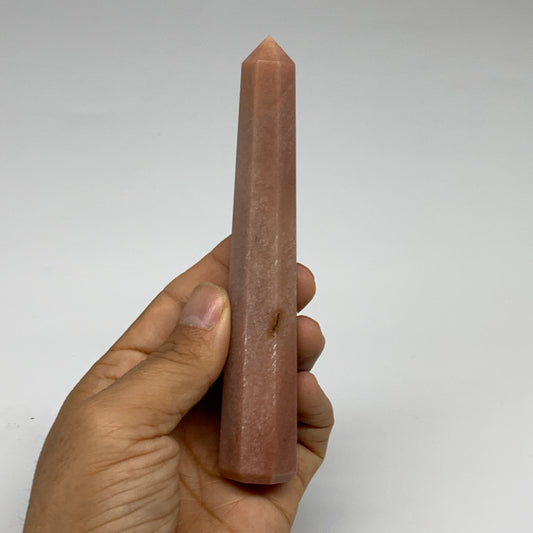 112.7g, 5.2"x0.9"x0.9" Red Aventurine Tower Obelisk Point Crystal @India,B31565