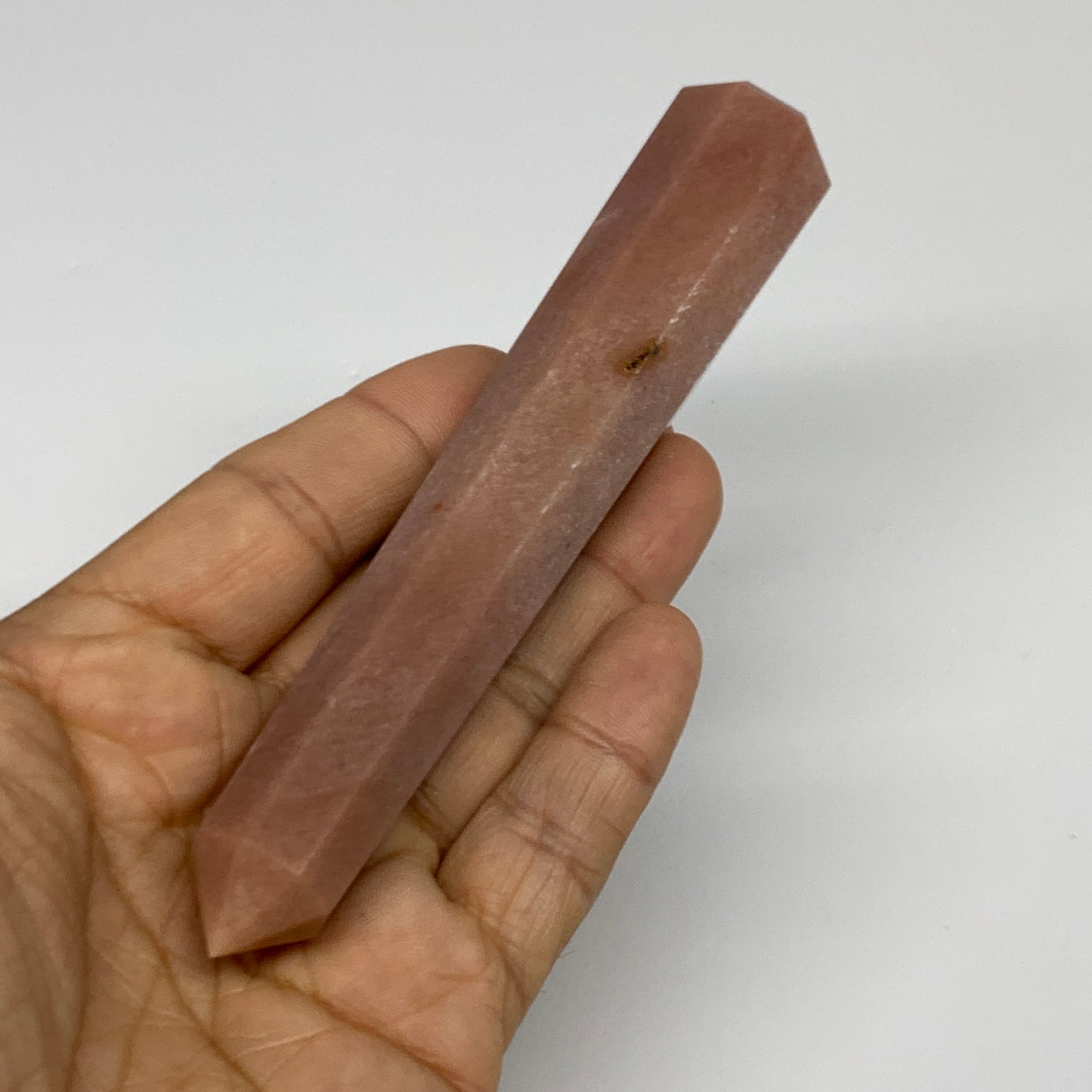 112.7g, 5.2"x0.9"x0.9" Red Aventurine Tower Obelisk Point Crystal @India,B31565