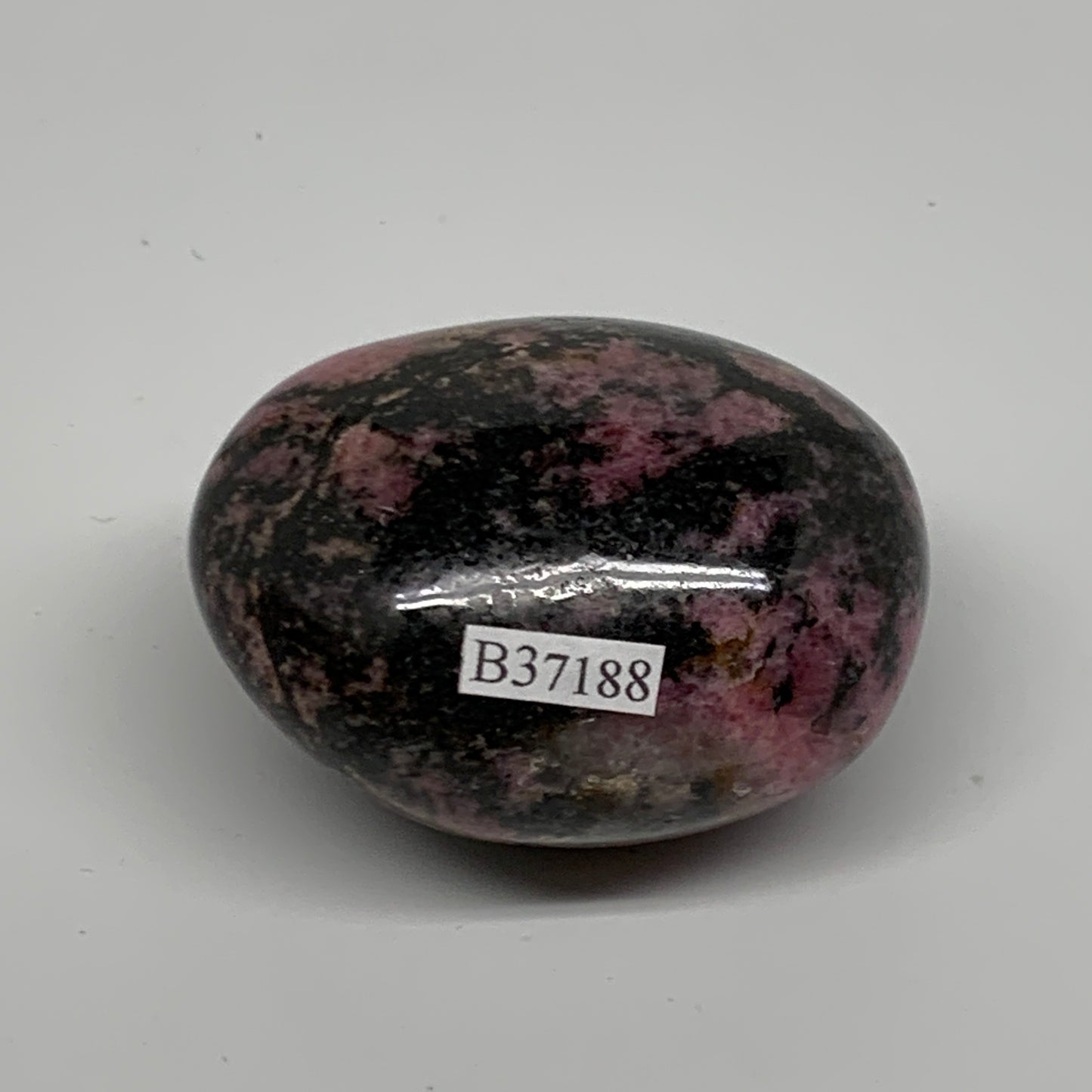 163g, 2.2"x1.8"x1.3", Rhodonite Palm-Stone Polished Reiki @Madagascar,B37188