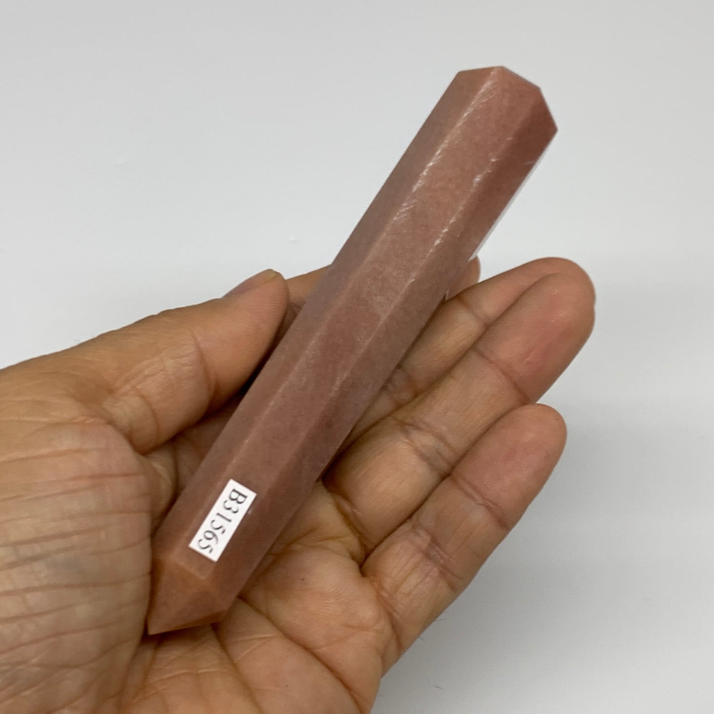 112.7g, 5.2"x0.9"x0.9" Red Aventurine Tower Obelisk Point Crystal @India,B31565
