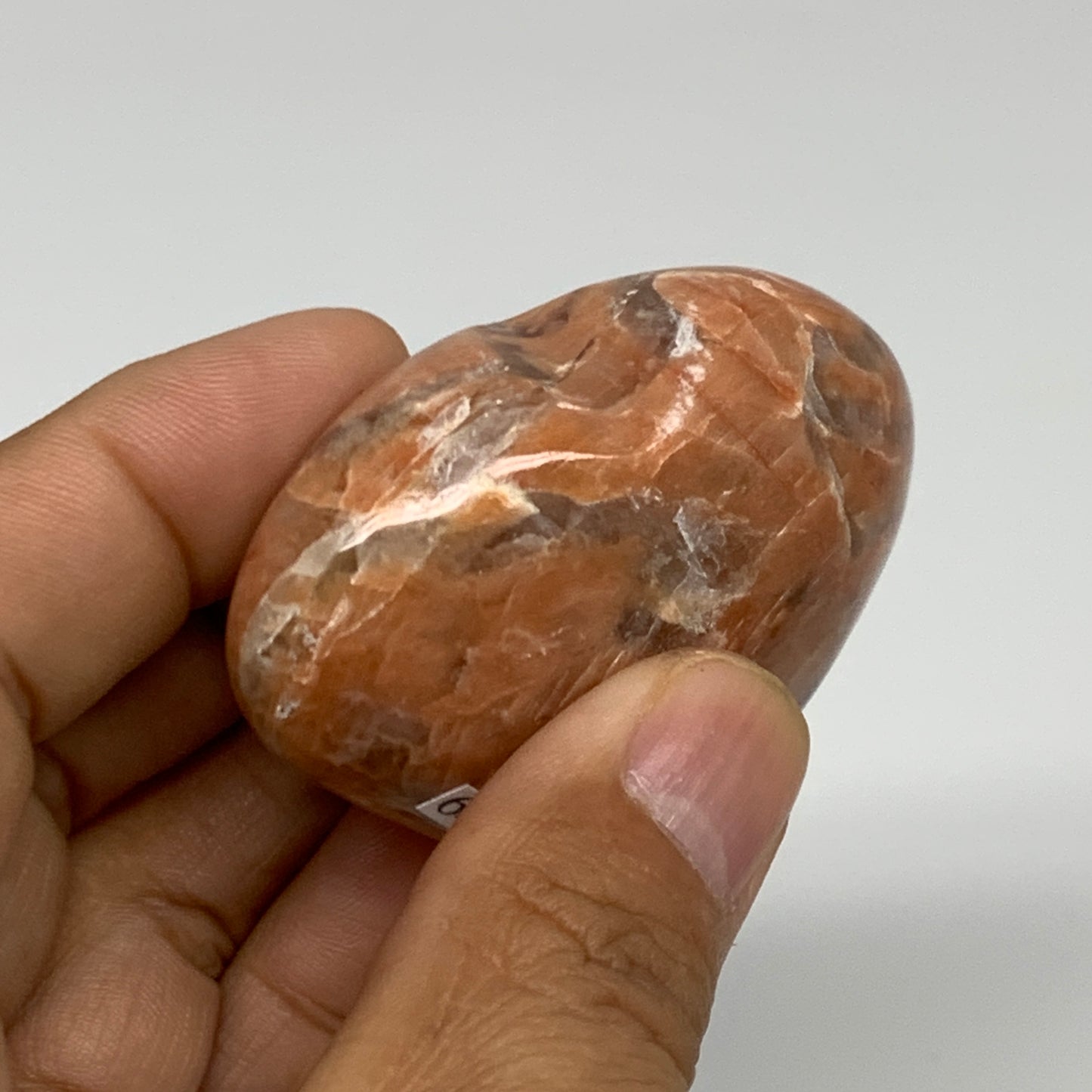 79.3g, 1.9"x2.1"x1", Peach Moonstone Heart Crystal Polished, B34979