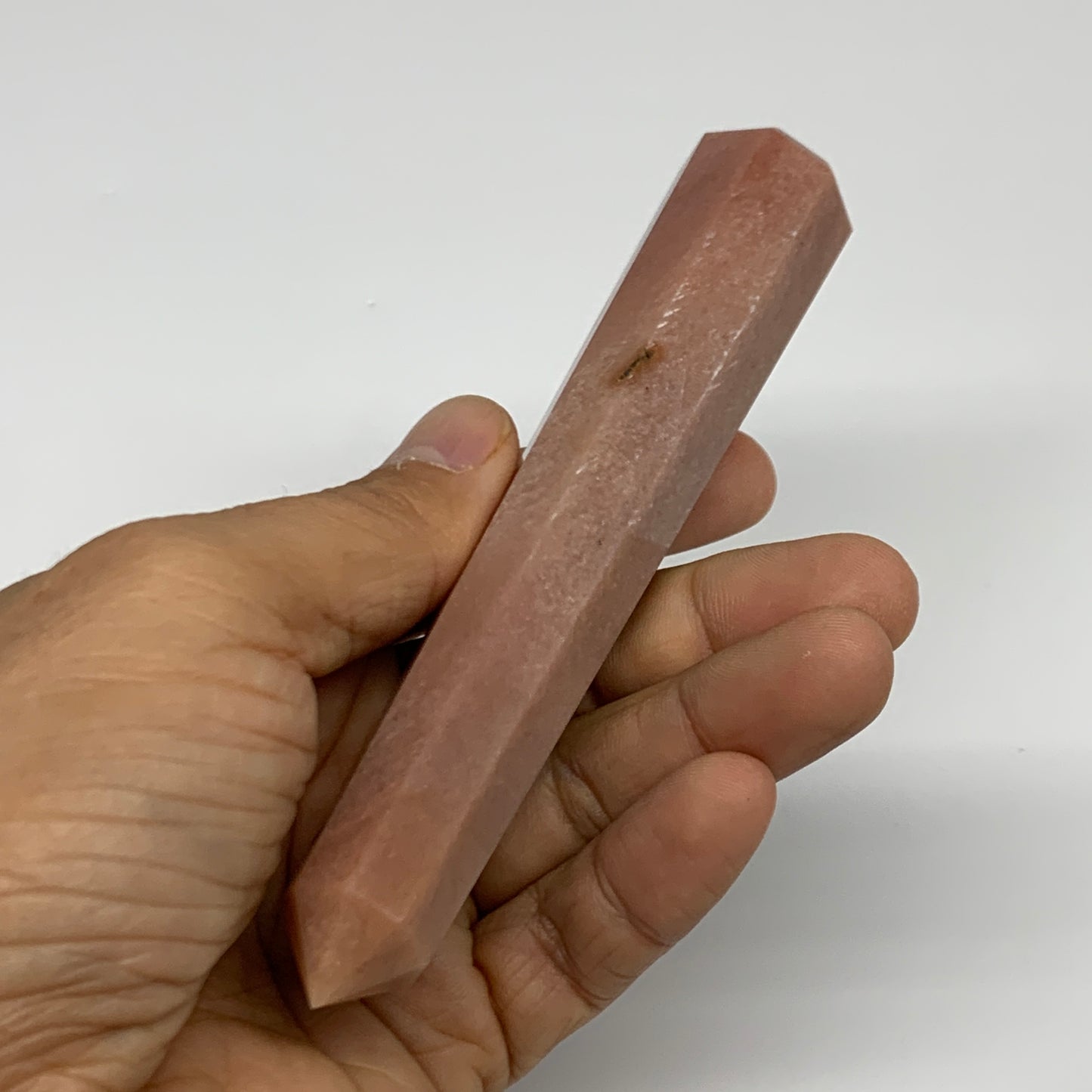 112.7g, 5.2"x0.9"x0.9" Red Aventurine Tower Obelisk Point Crystal @India,B31565