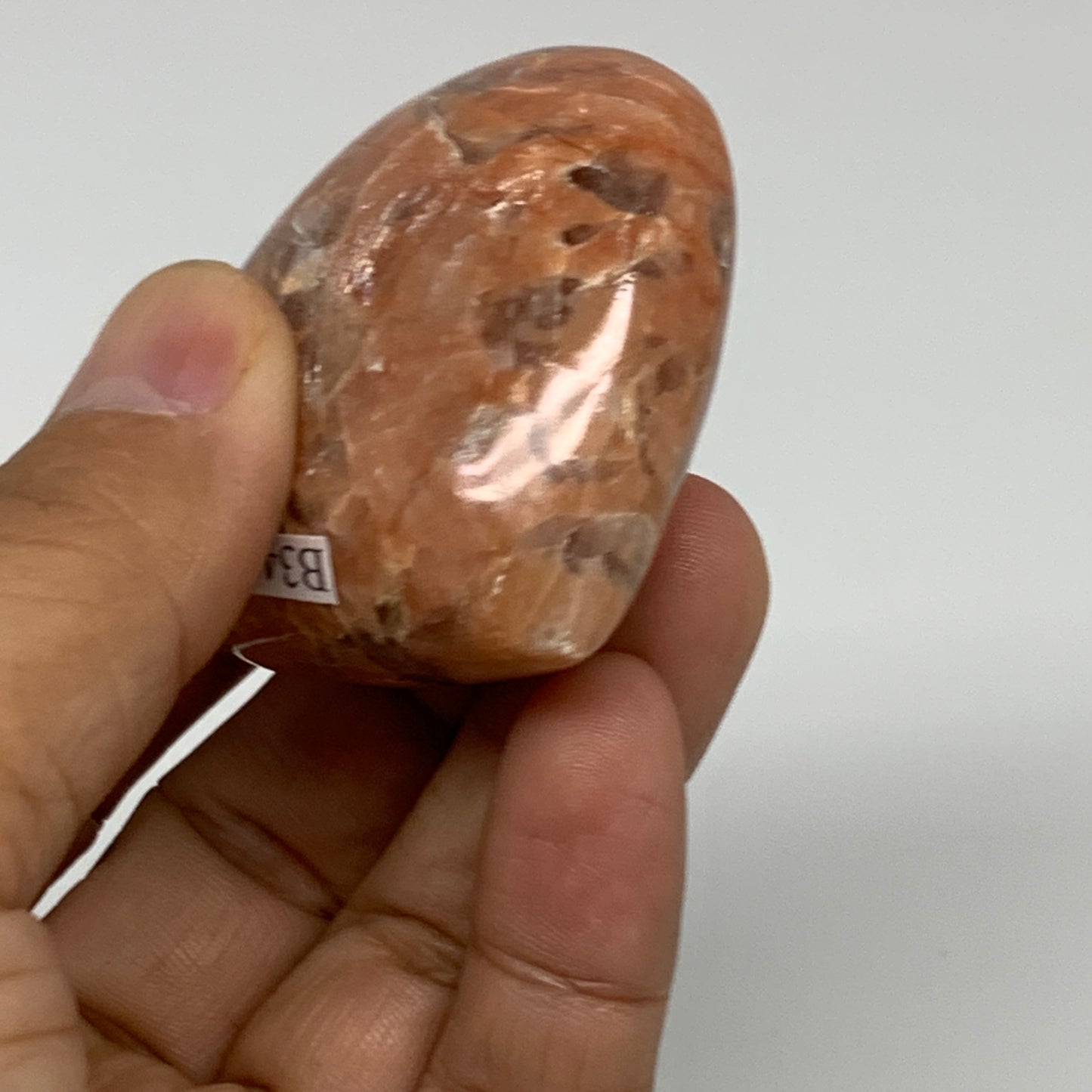 79.3g, 1.9"x2.1"x1", Peach Moonstone Heart Crystal Polished, B34979