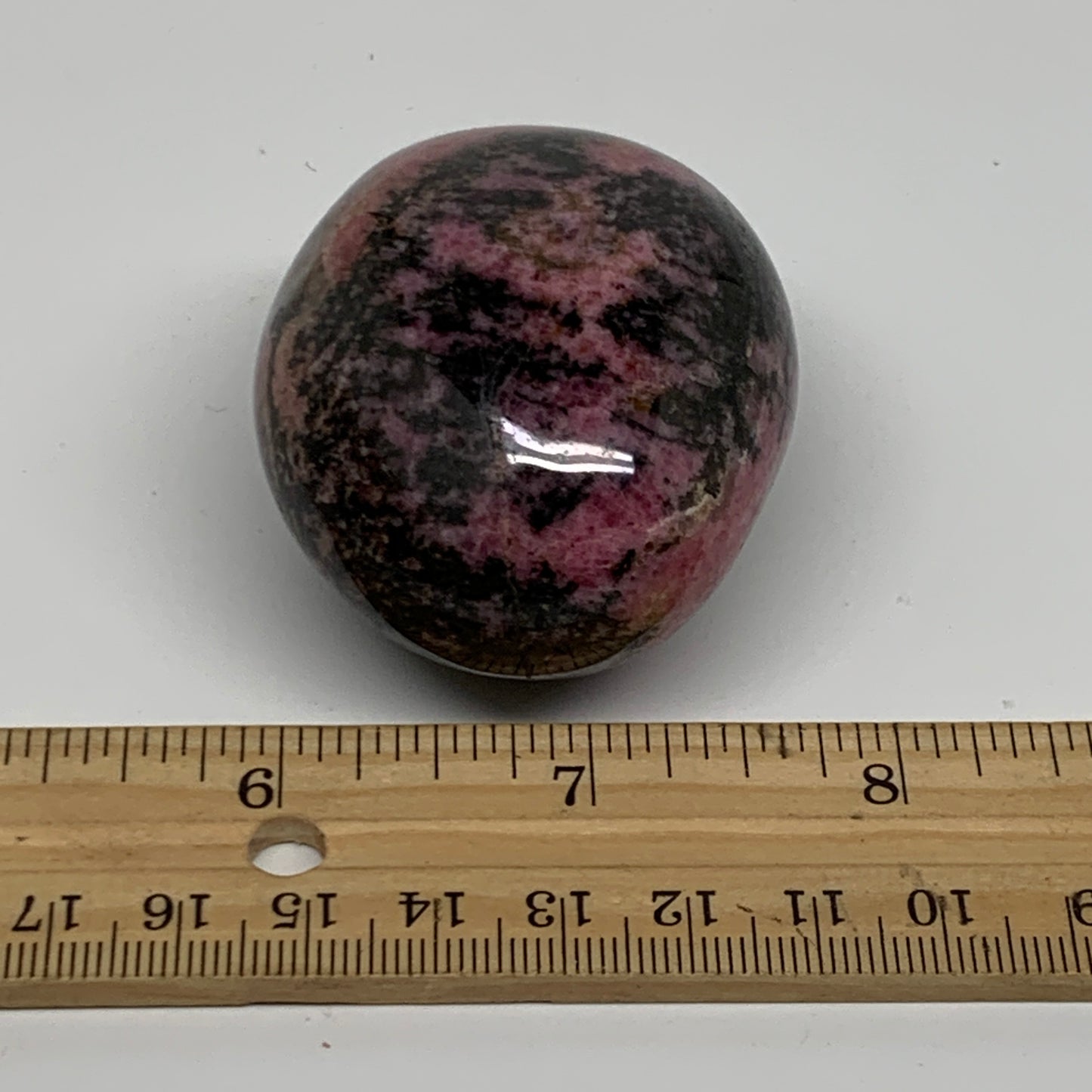 163g, 2.2"x1.8"x1.3", Rhodonite Palm-Stone Polished Reiki @Madagascar,B37188