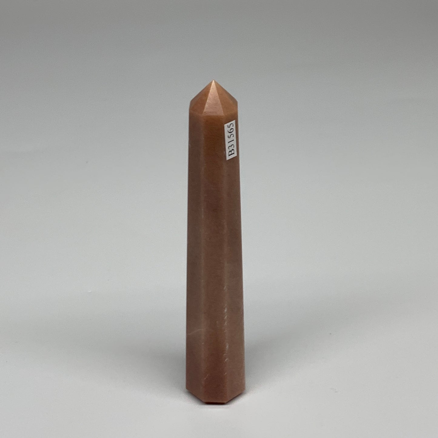 112.7g, 5.2"x0.9"x0.9" Red Aventurine Tower Obelisk Point Crystal @India,B31565