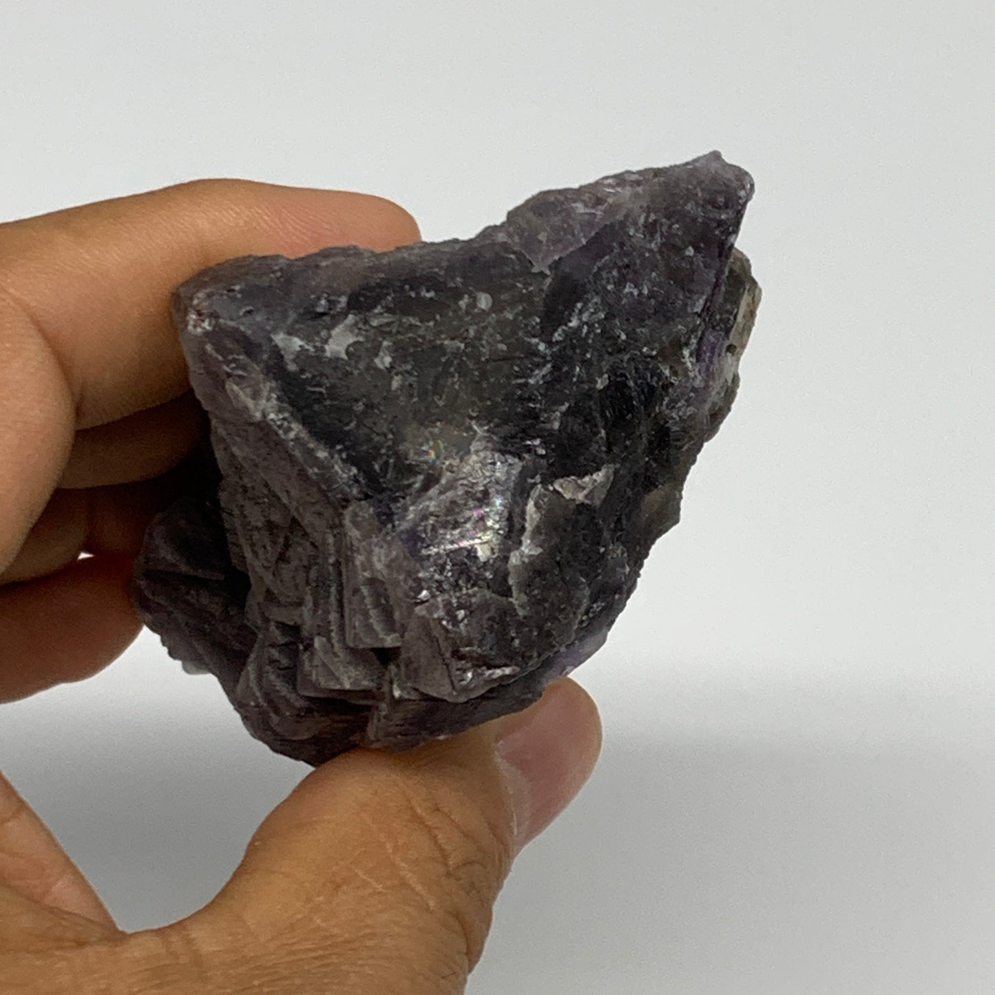 184.4g,3"x2.2"x1.6",Purple Fluorite Crystal Mineral Specimen @Pakistan,B27729