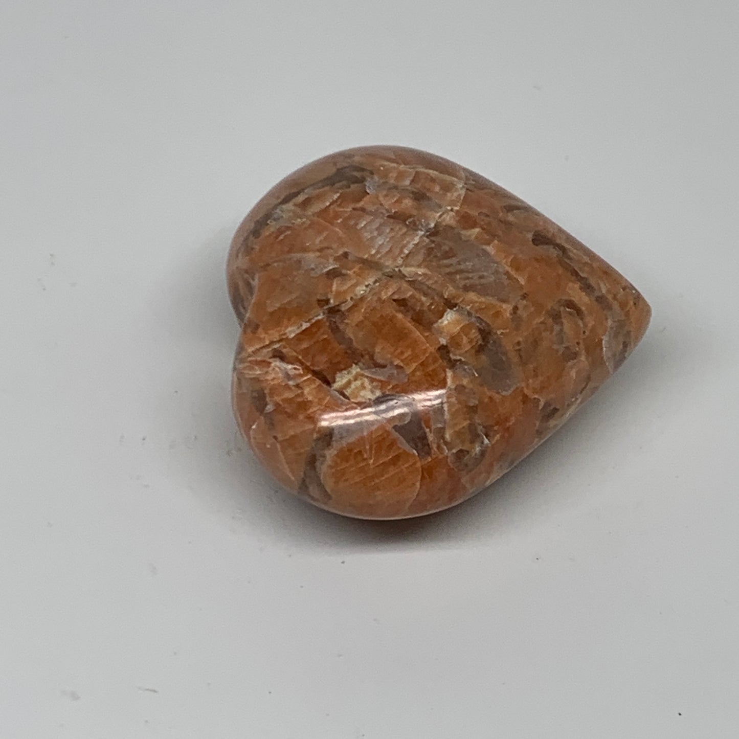 79.3g, 1.9"x2.1"x1", Peach Moonstone Heart Crystal Polished, B34979