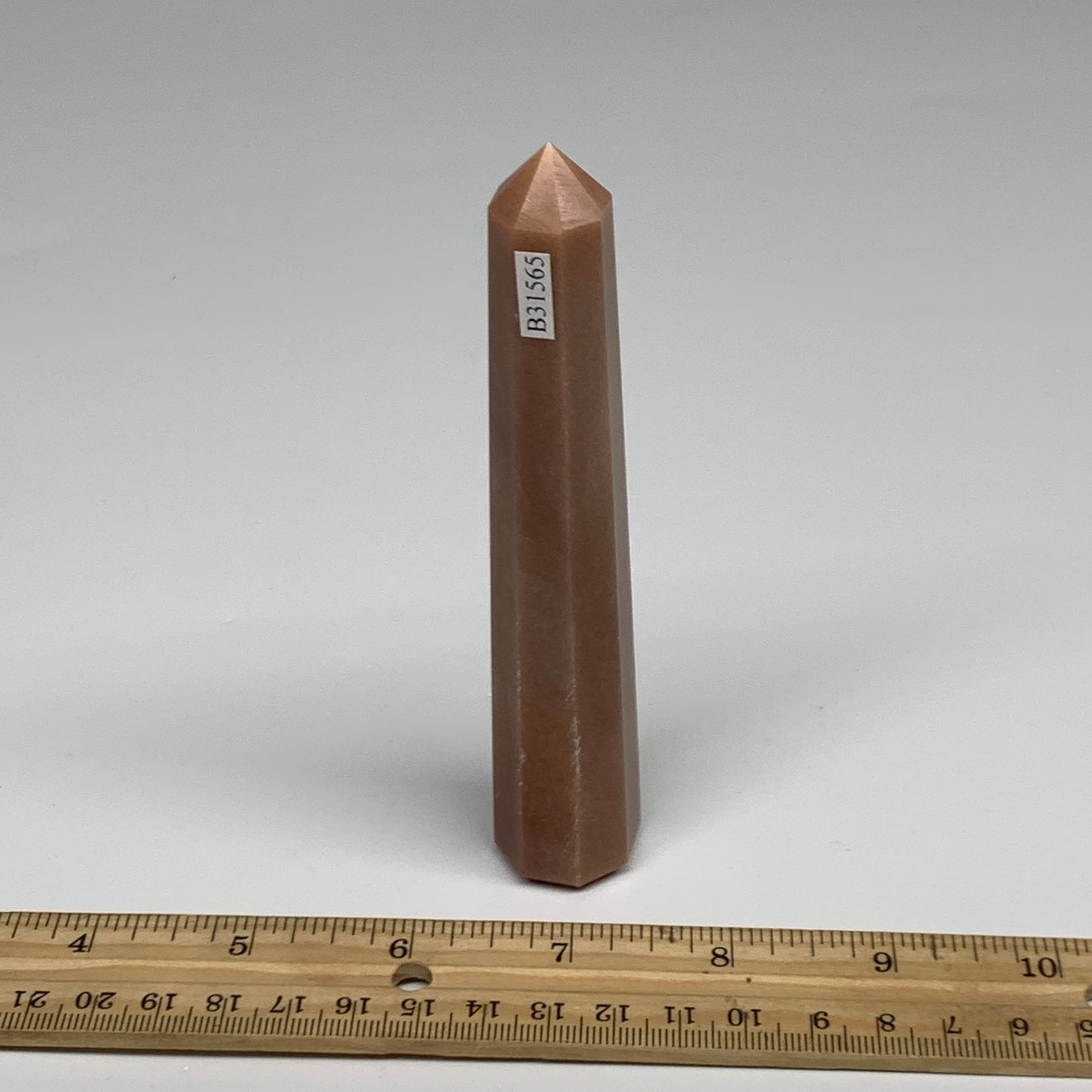 112.7g, 5.2"x0.9"x0.9" Red Aventurine Tower Obelisk Point Crystal @India,B31565