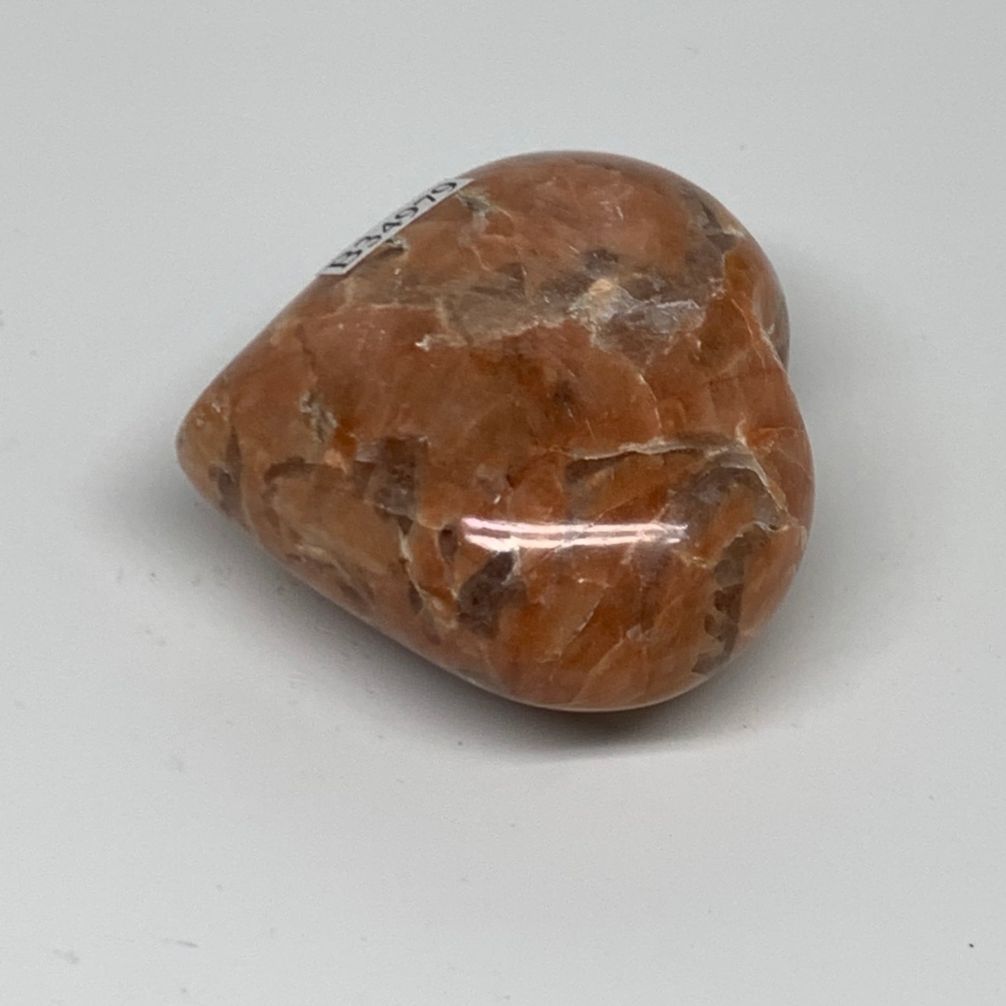 79.3g, 1.9"x2.1"x1", Peach Moonstone Heart Crystal Polished, B34979