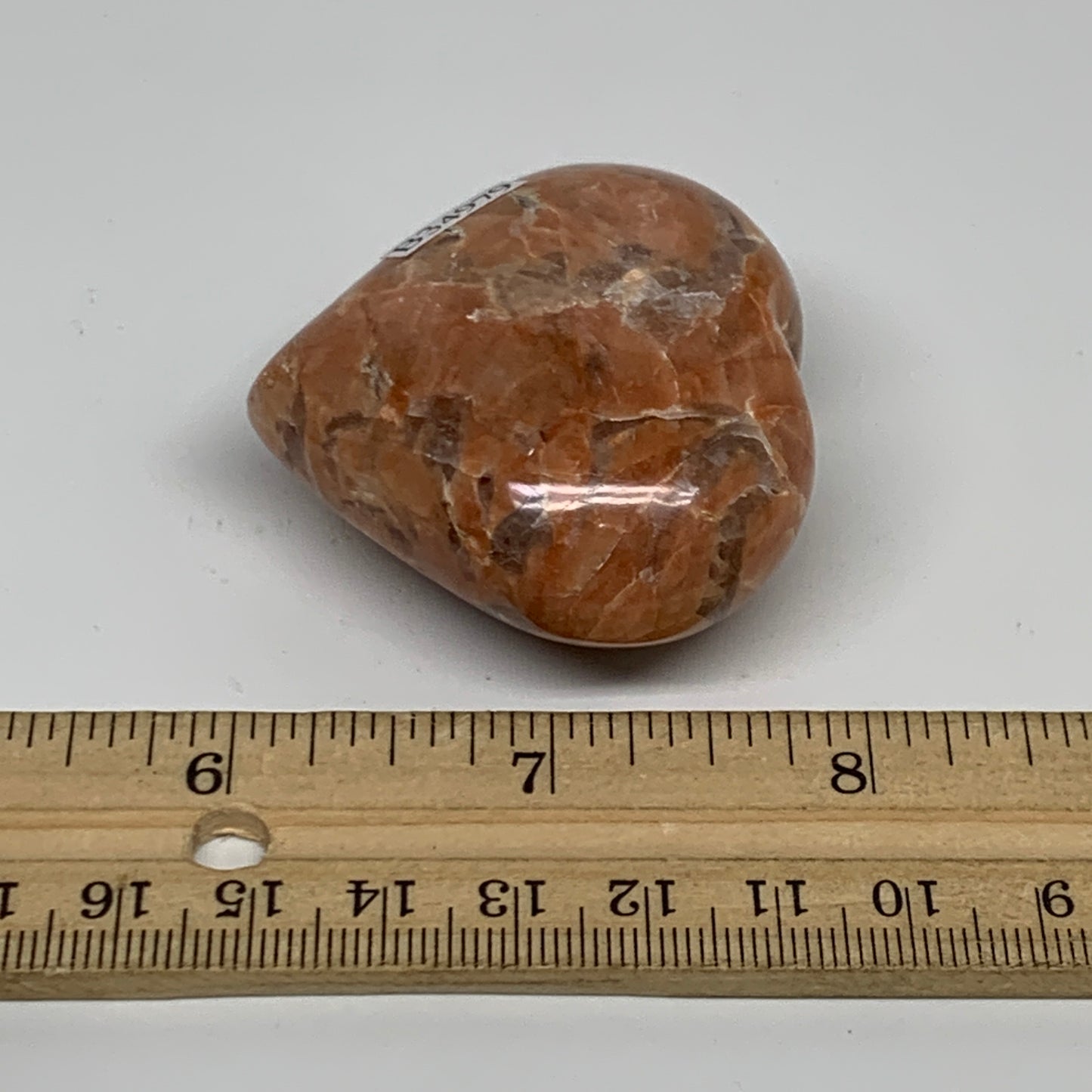 79.3g, 1.9"x2.1"x1", Peach Moonstone Heart Crystal Polished, B34979