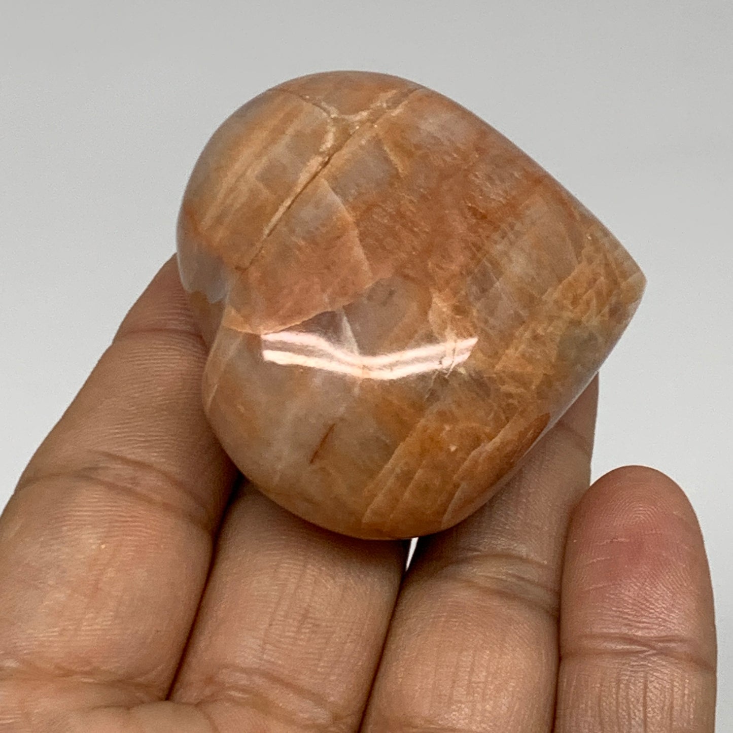 73.1g, 1.8"x2"x1", Peach Moonstone Heart Crystal Polished, B34980