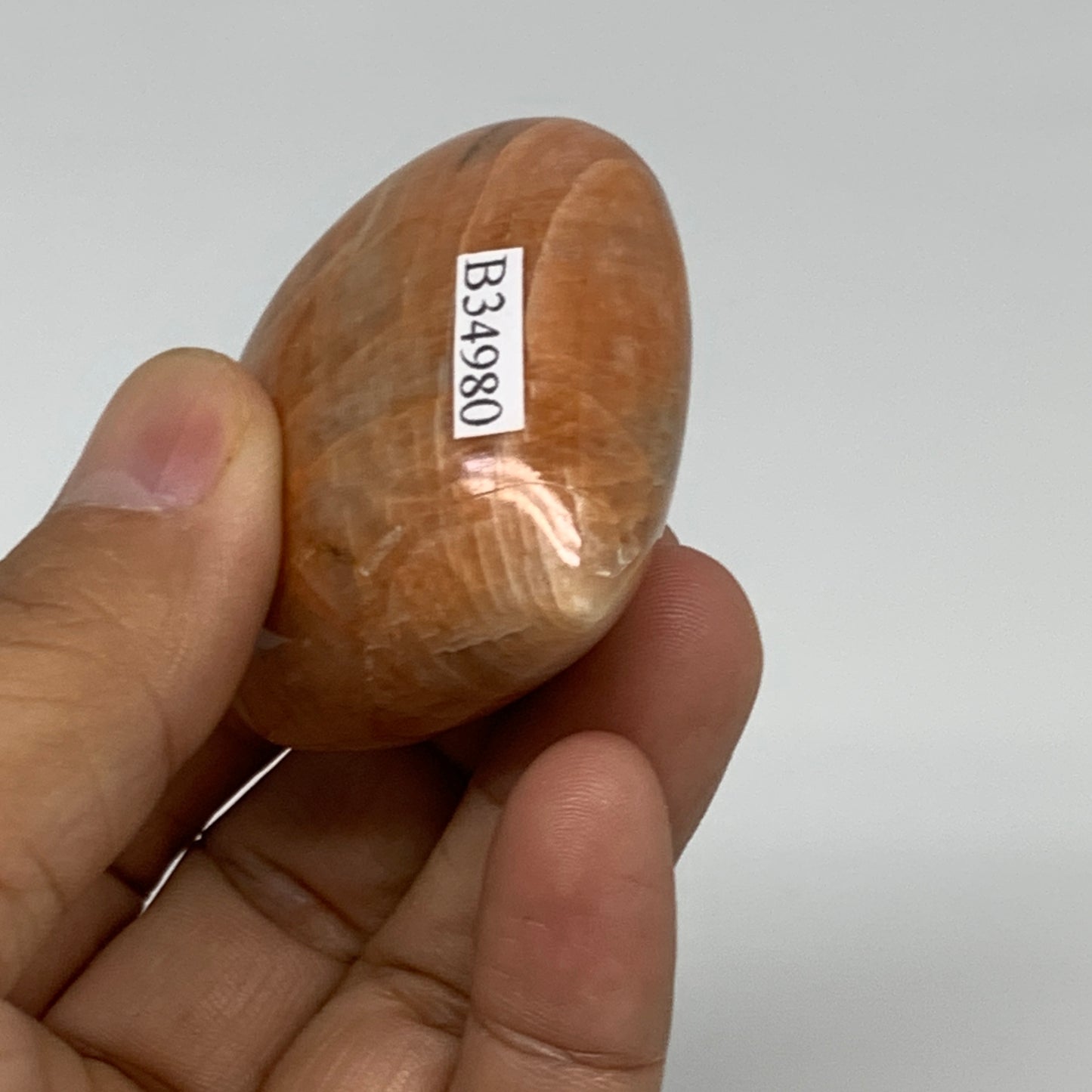 73.1g, 1.8"x2"x1", Peach Moonstone Heart Crystal Polished, B34980