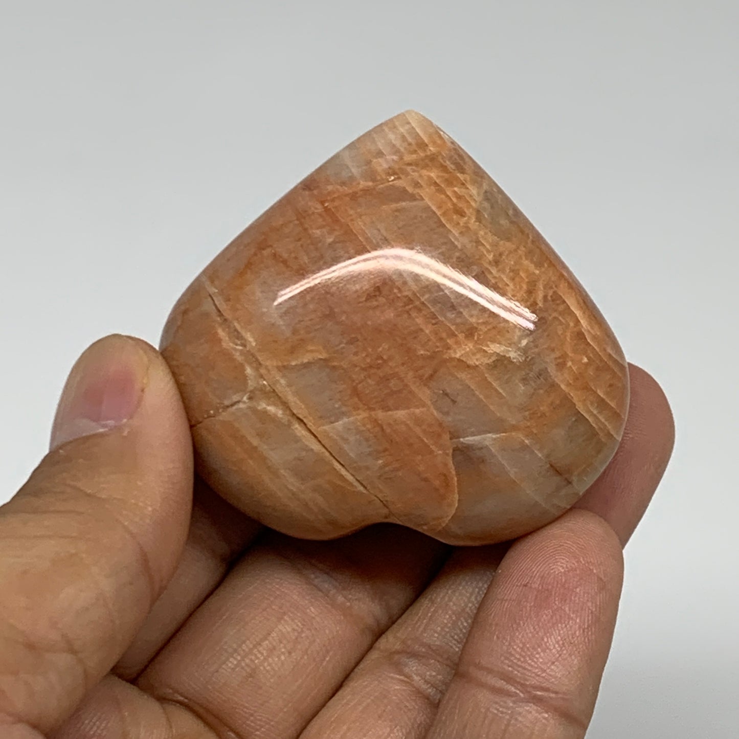 73.1g, 1.8"x2"x1", Peach Moonstone Heart Crystal Polished, B34980