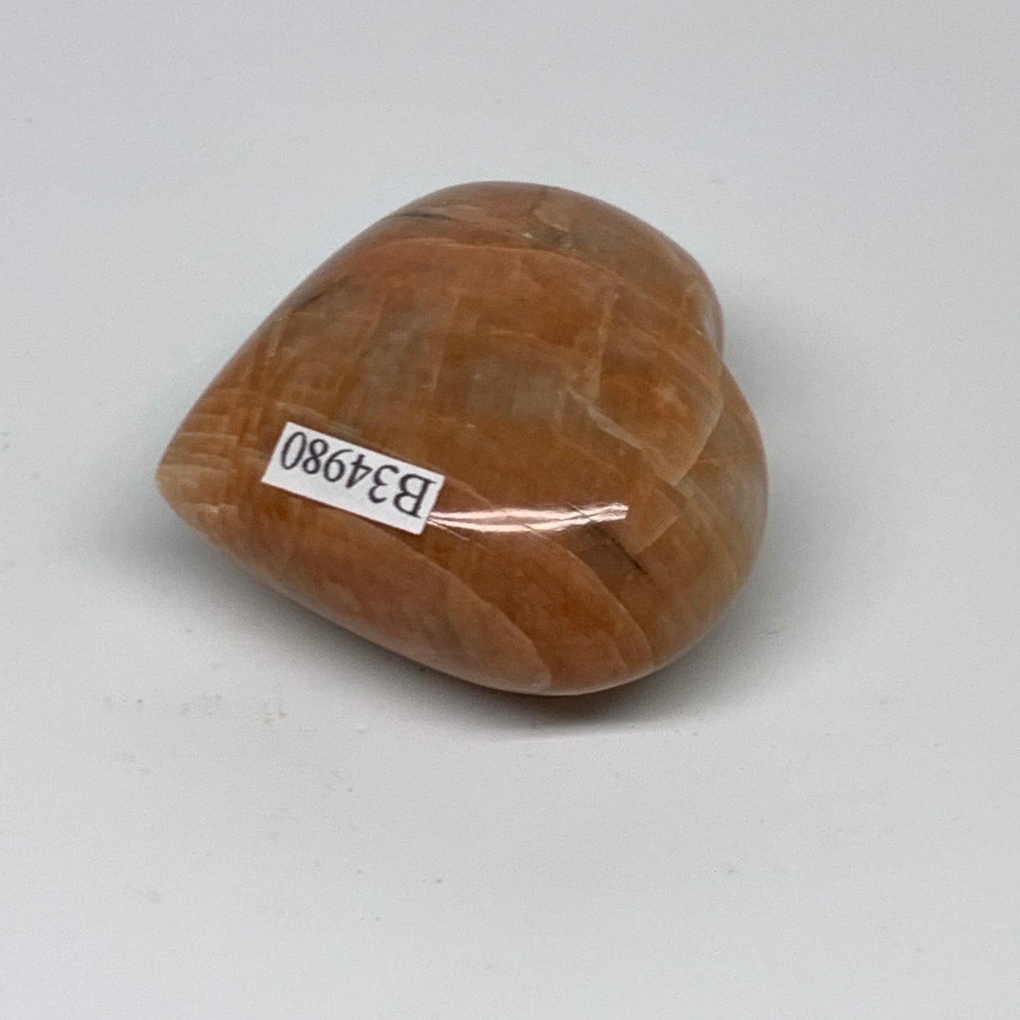 73.1g, 1.8"x2"x1", Peach Moonstone Heart Crystal Polished, B34980