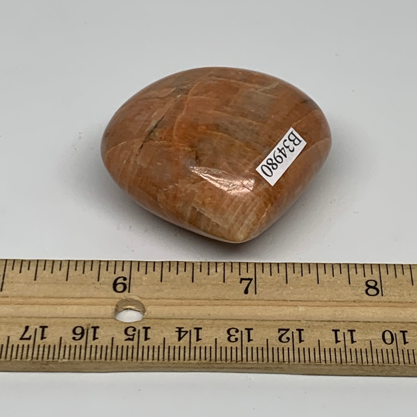 73.1g, 1.8"x2"x1", Peach Moonstone Heart Crystal Polished, B34980