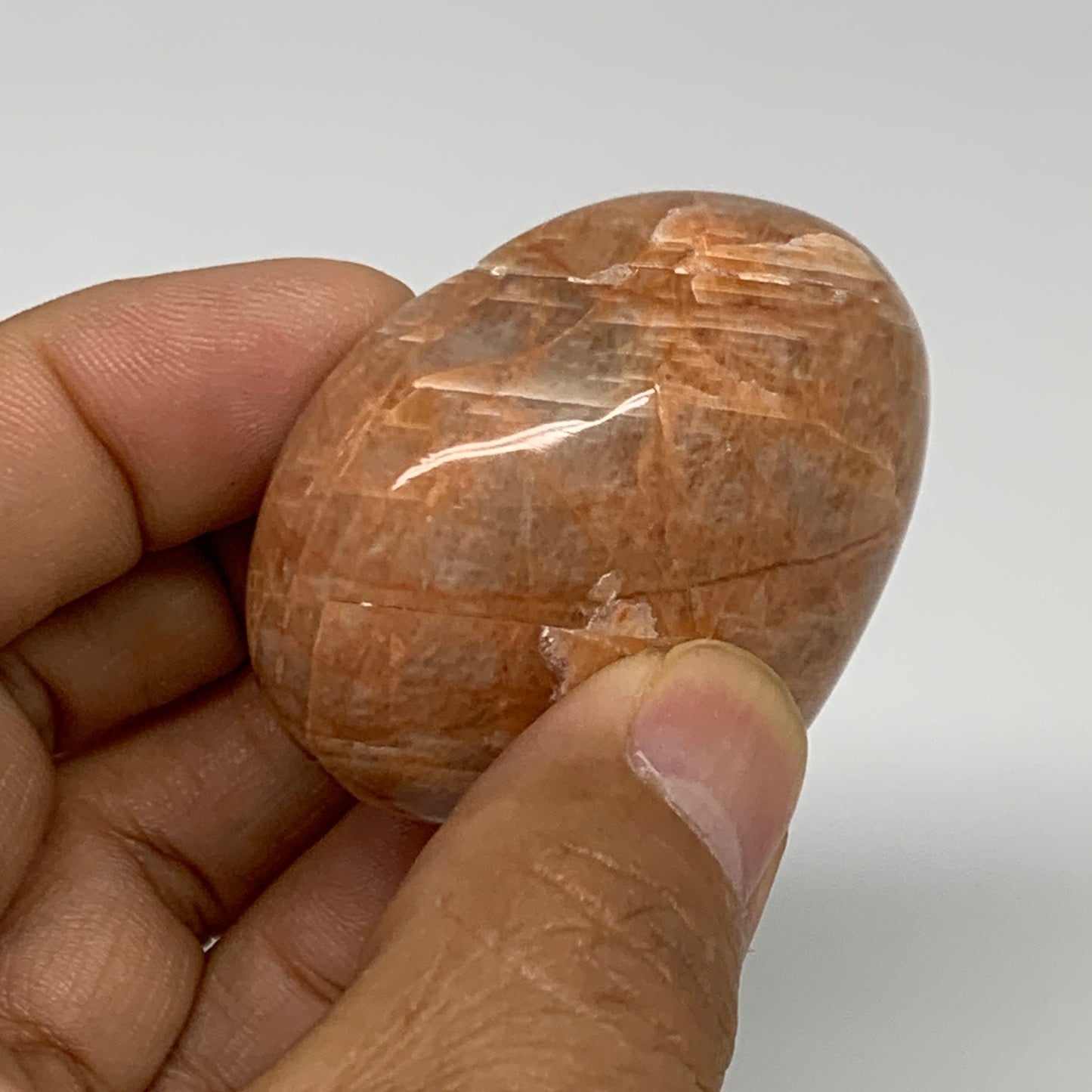 78.6g, 1.8"x2"x1", Peach Moonstone Heart Crystal Polished, B34981