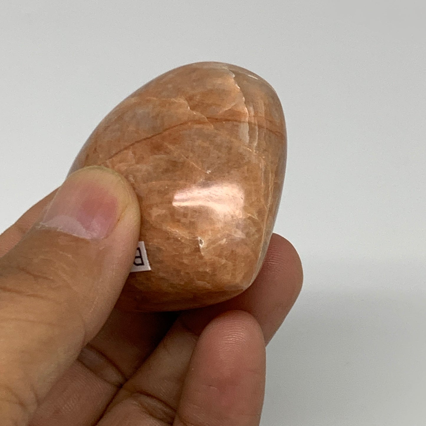 78.6g, 1.8"x2"x1", Peach Moonstone Heart Crystal Polished, B34981