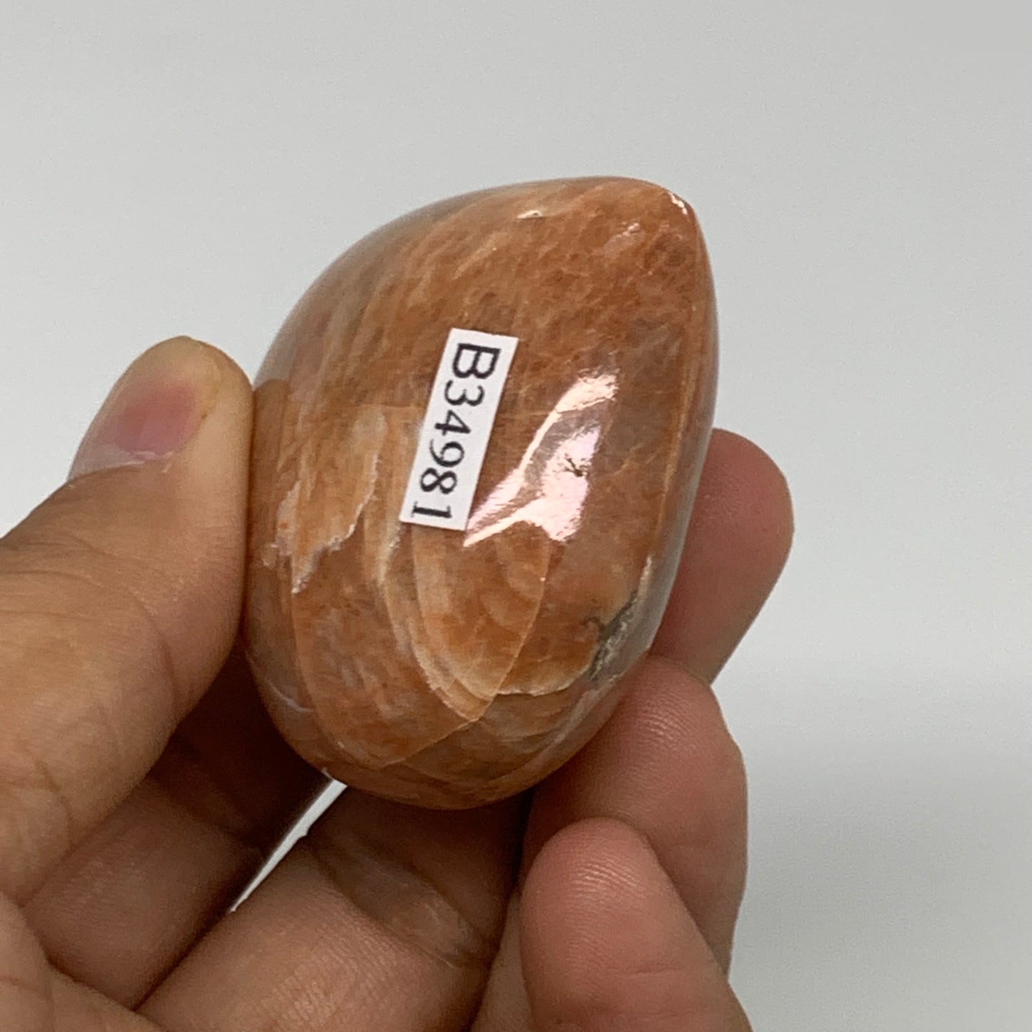 78.6g, 1.8"x2"x1", Peach Moonstone Heart Crystal Polished, B34981
