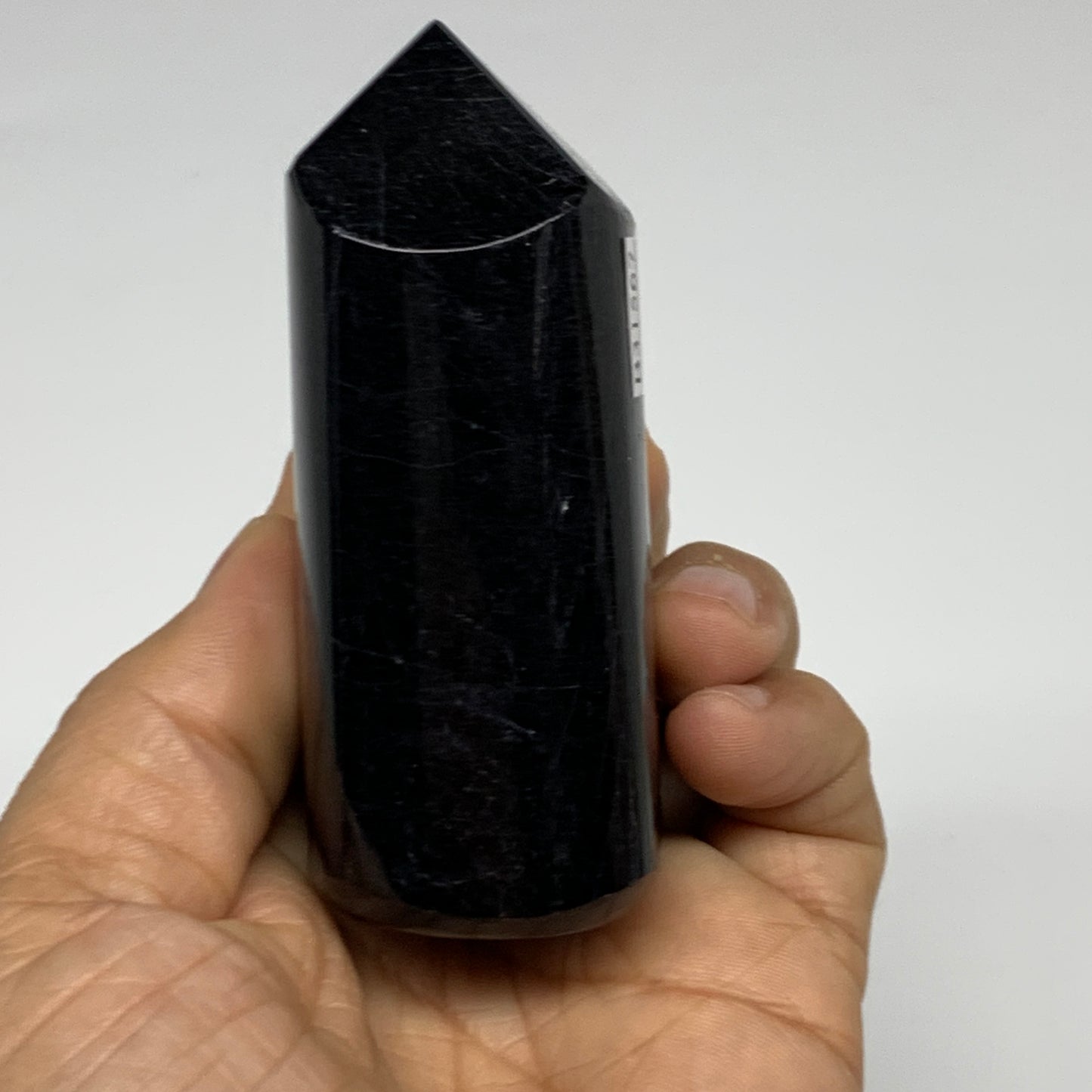 284.7g, 3.1"x2"x1.2" Black Tourmaline Tower Obelisk Point Crystal, B31567