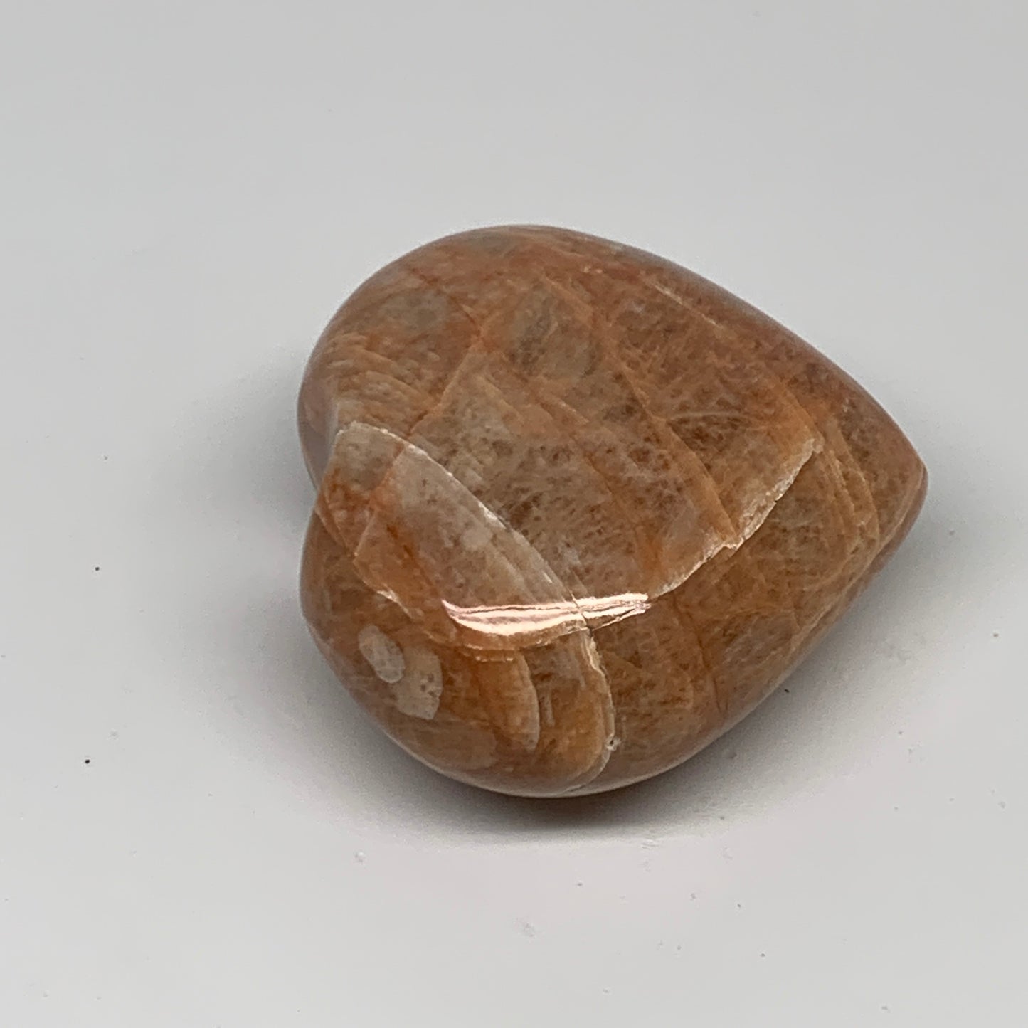 78.6g, 1.8"x2"x1", Peach Moonstone Heart Crystal Polished, B34981
