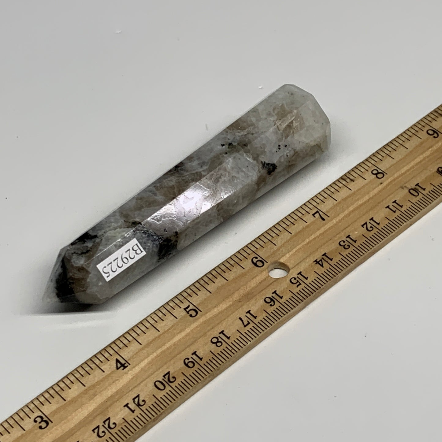 94.4g, 4"x1", Rainbow Moonstone Tower Obelisk Point Crystal @India, B29225
