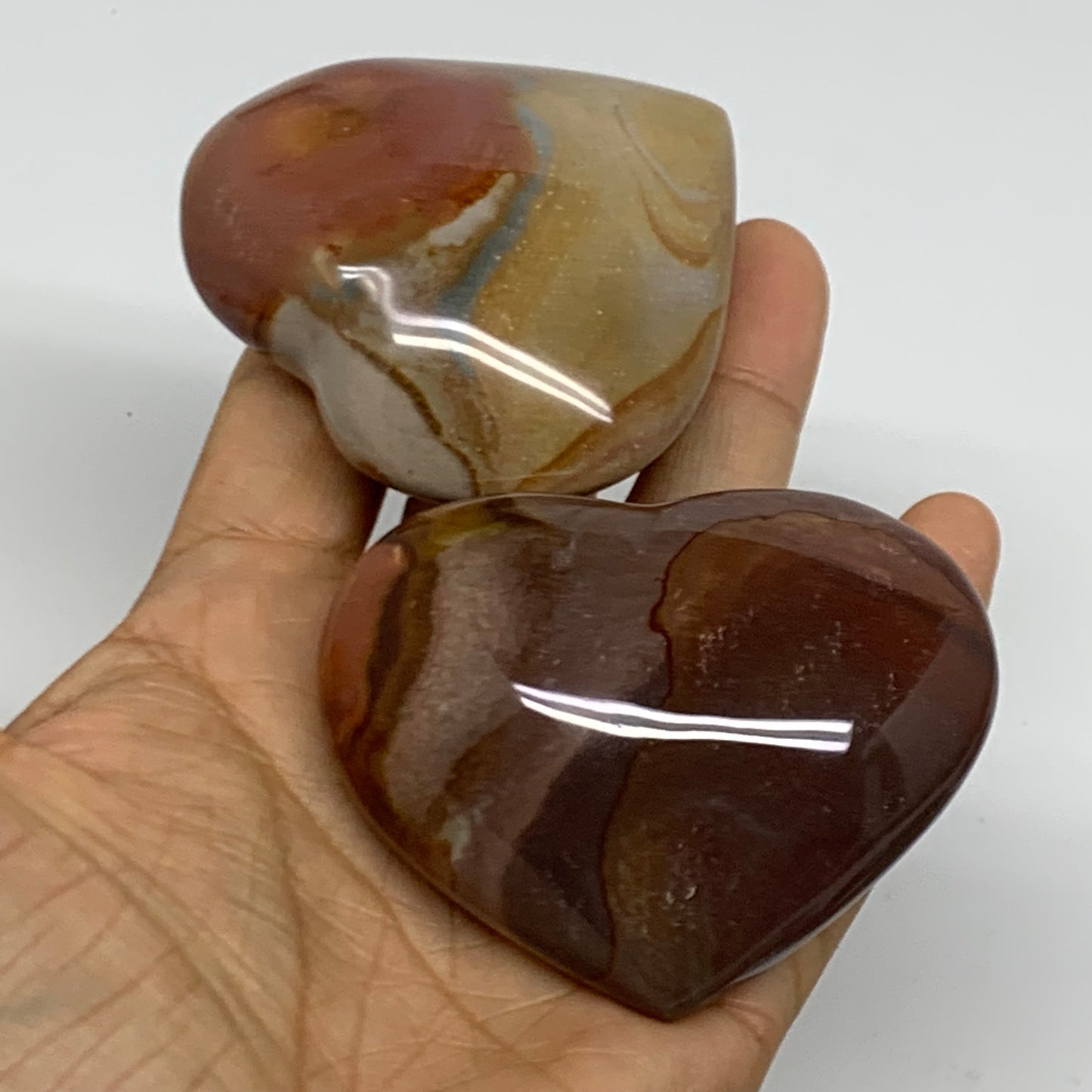2.54 lbs, 2"-2.4", 10pcs, Polychrome Jasper Heart Polished Crystal, B38078