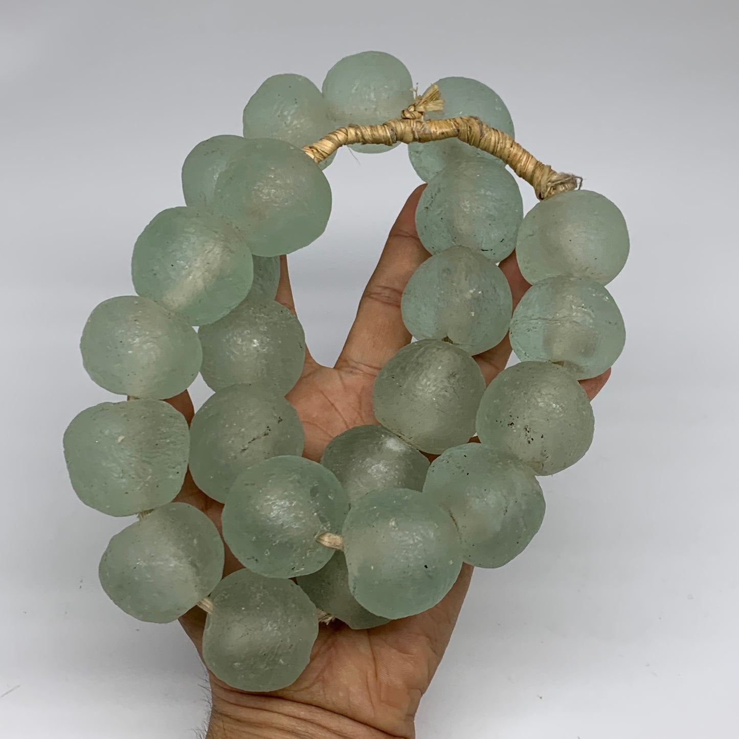 2.3 lbs, 25mm-31mm, 1 Strand, 24 beads, Green/Blue Sea Glass Beads, B35686