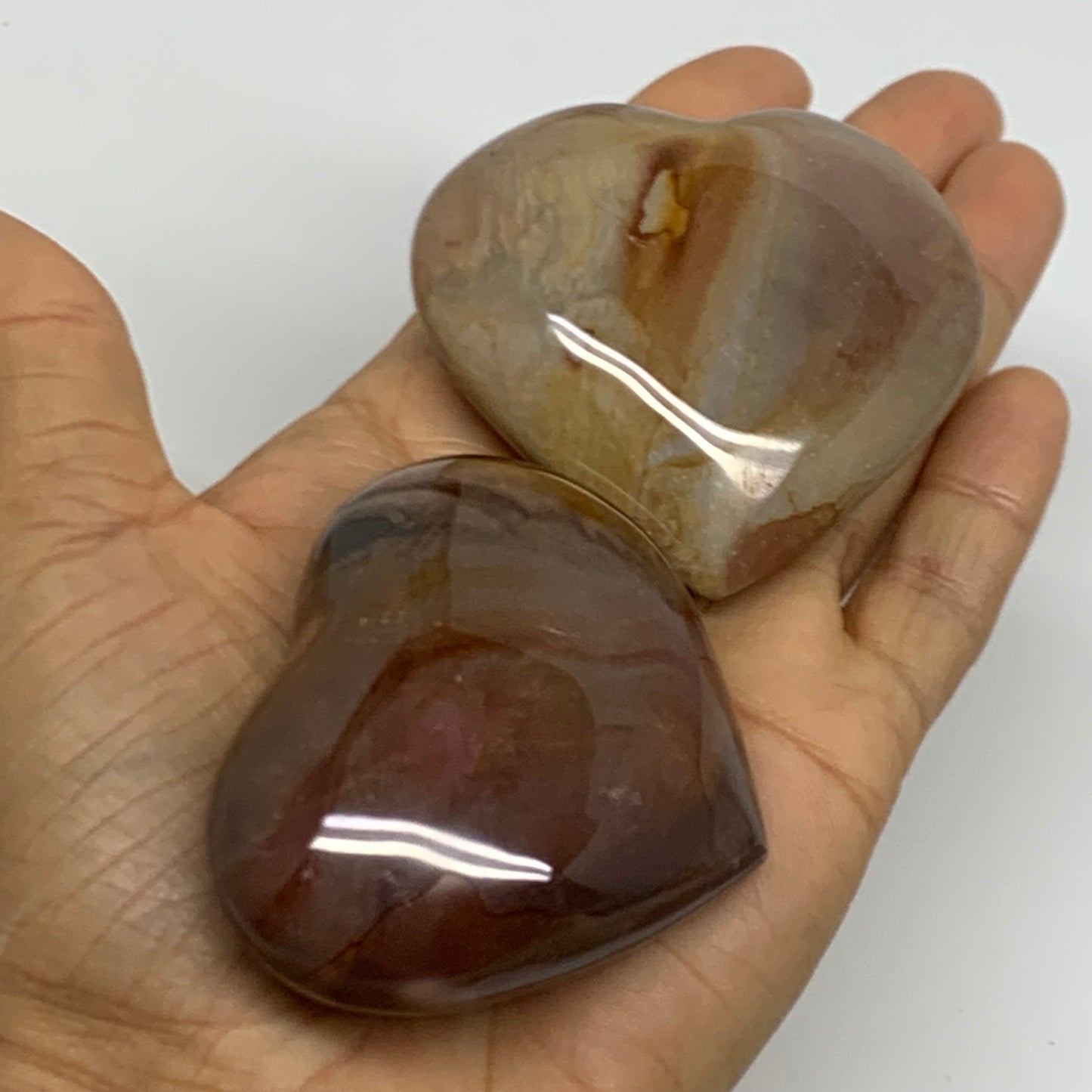 2.54 lbs, 2"-2.4", 10pcs, Polychrome Jasper Heart Polished Crystal, B38078