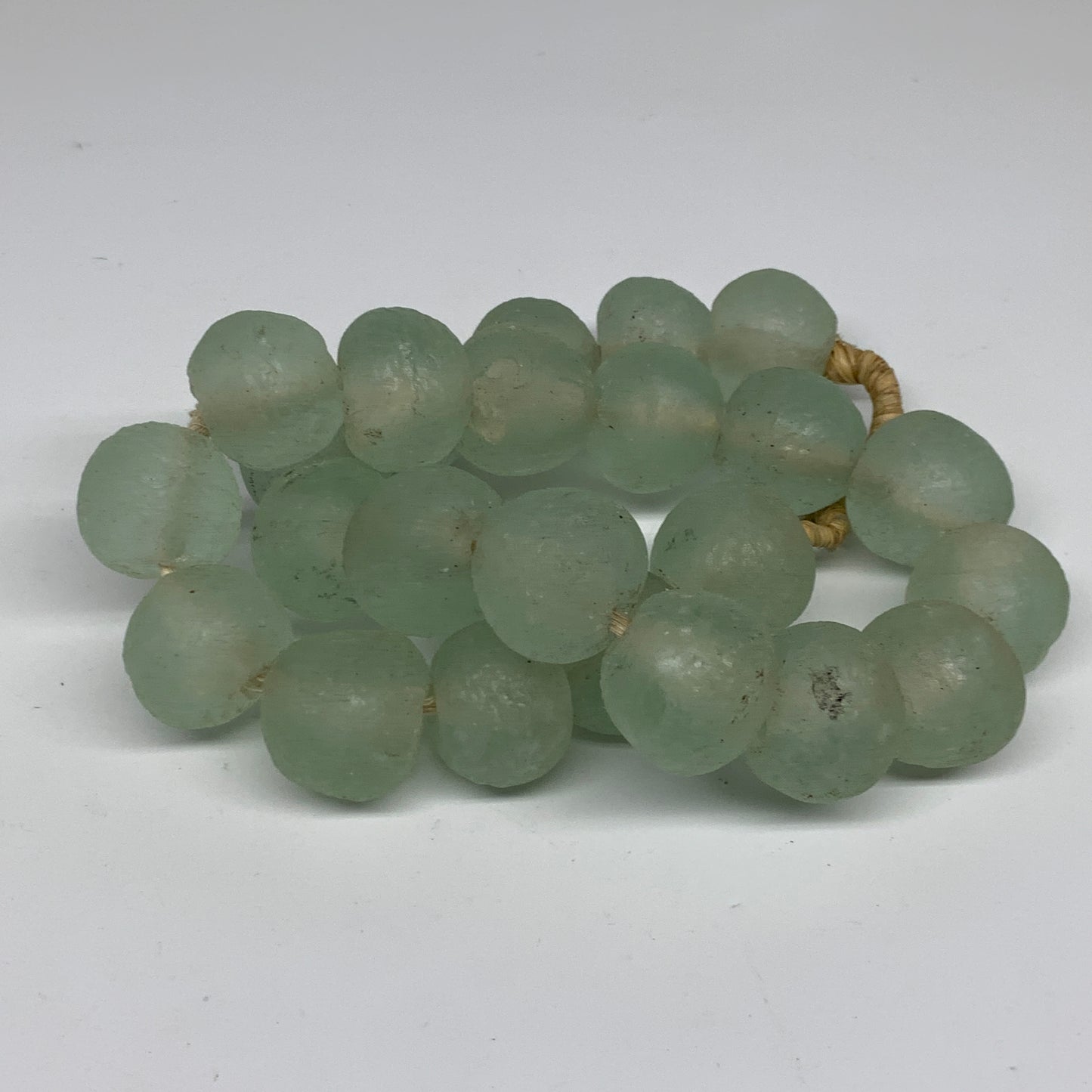 2.3 lbs, 25mm-31mm, 1 Strand, 24 beads, Green/Blue Sea Glass Beads, B35686