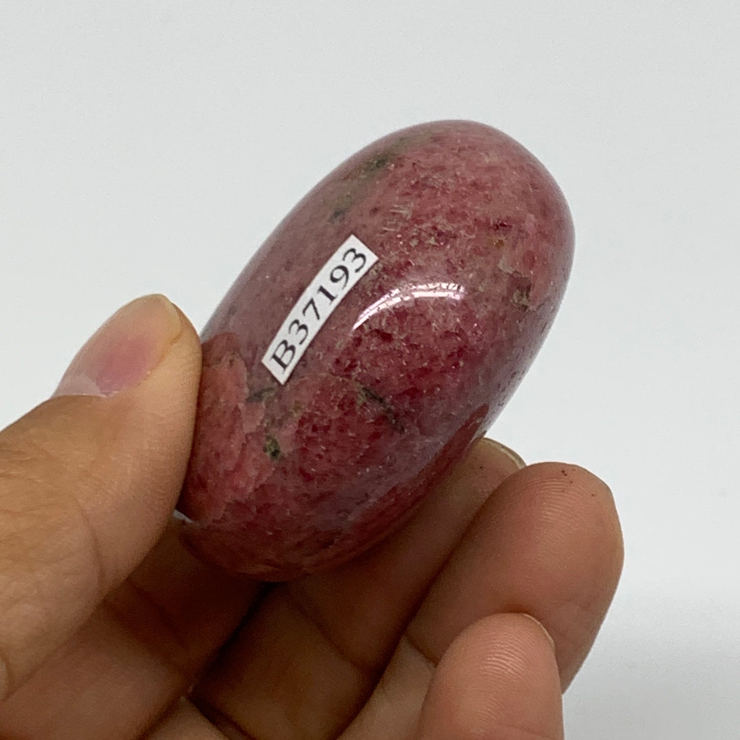 118.6g, 2"x1.8"x1", Rhodonite Palm-Stone Polished Reiki @Madagascar,B37193