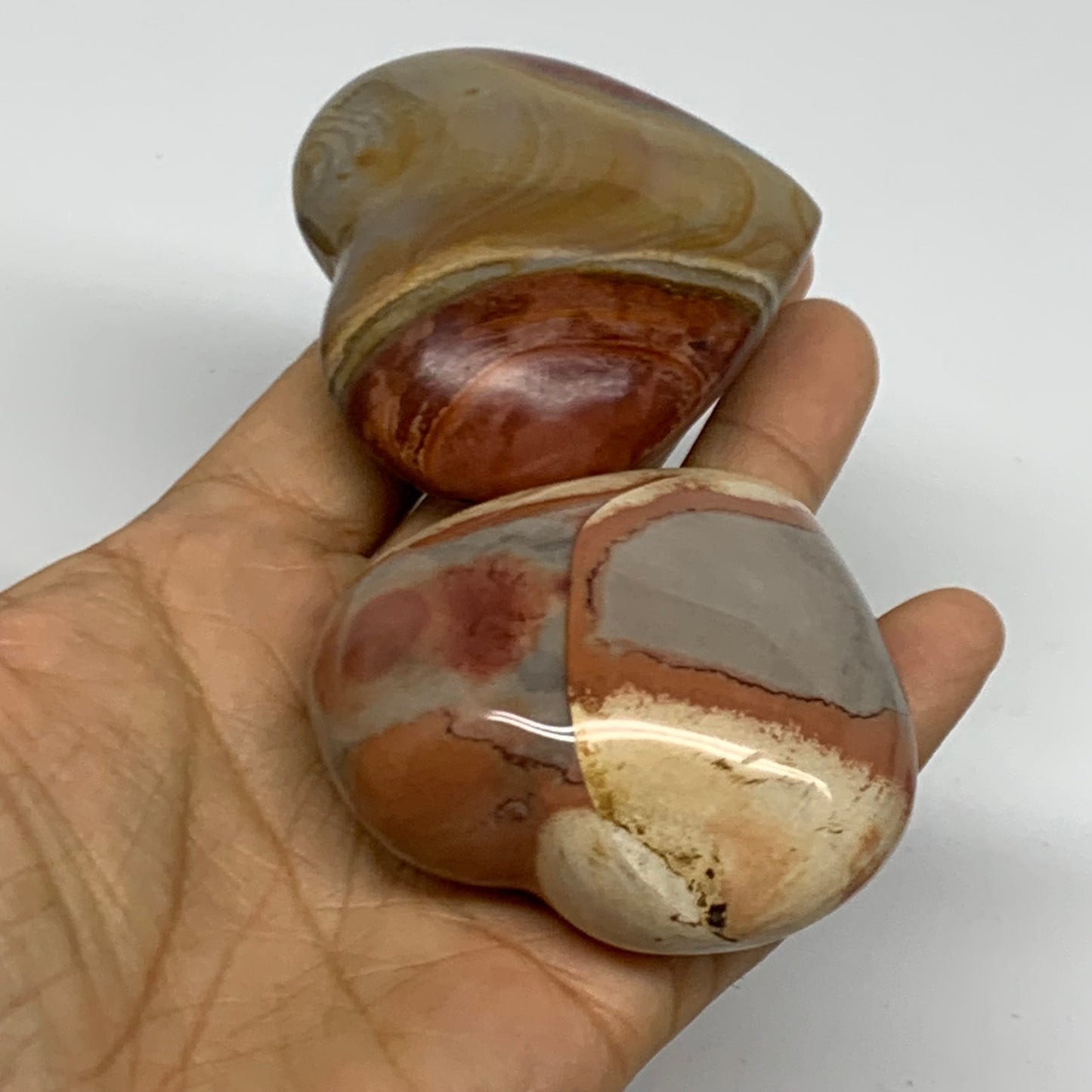 2.54 lbs, 2"-2.4", 10pcs, Polychrome Jasper Heart Polished Crystal, B38078