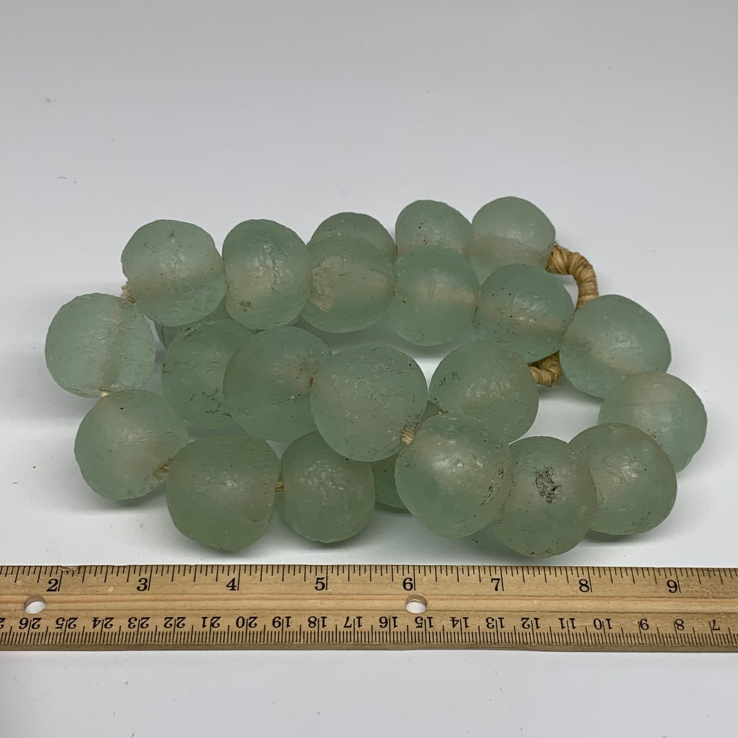 2.3 lbs, 25mm-31mm, 1 Strand, 24 beads, Green/Blue Sea Glass Beads, B35686