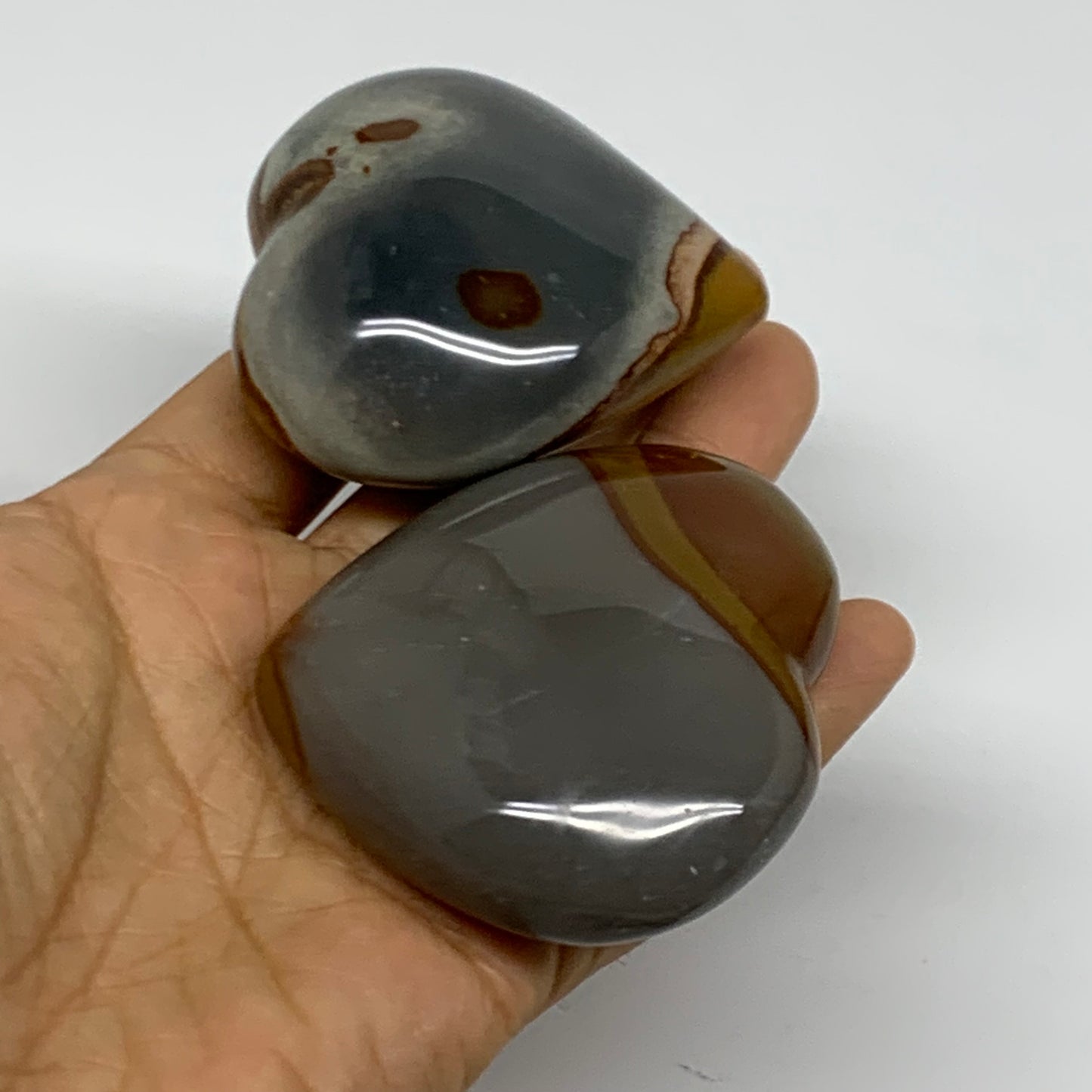 2.54 lbs, 2"-2.4", 10pcs, Polychrome Jasper Heart Polished Crystal, B38078