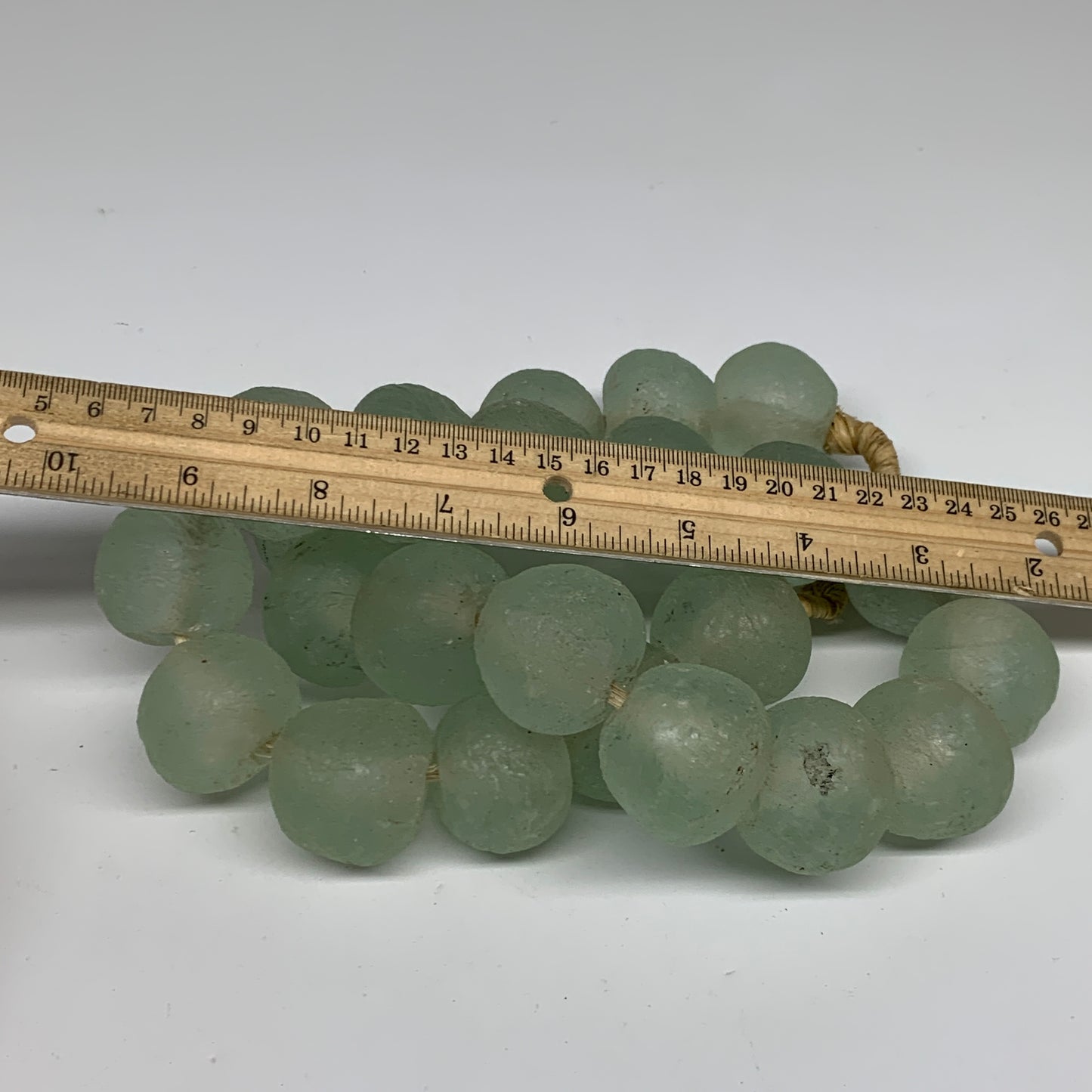 2.3 lbs, 25mm-31mm, 1 Strand, 24 beads, Green/Blue Sea Glass Beads, B35686