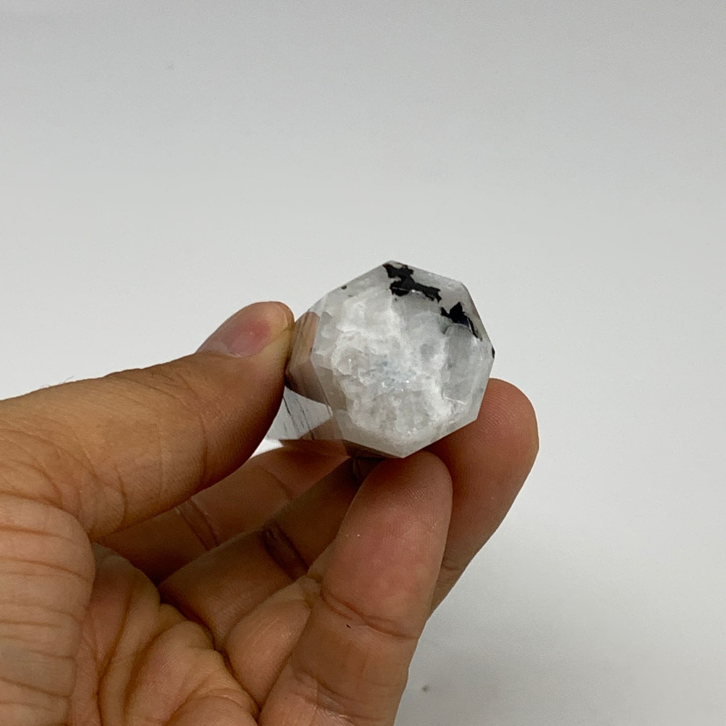 85.3g, 4"x0.8", Rainbow Moonstone Tower Obelisk Point Crystal @India, B29222