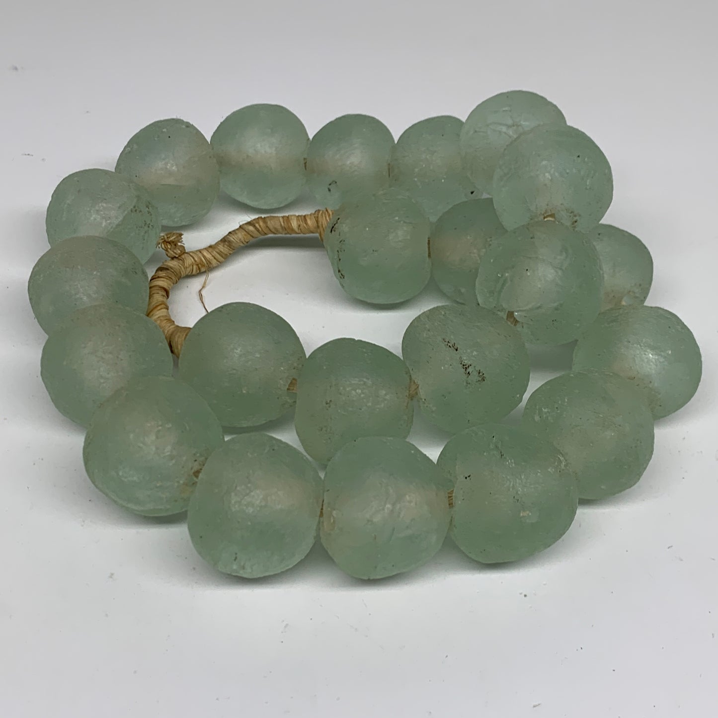 2.1 lbs, 26mm-33mm, 1 Strand, 22 beads, Green/Blue Sea Glass Beads, B35688