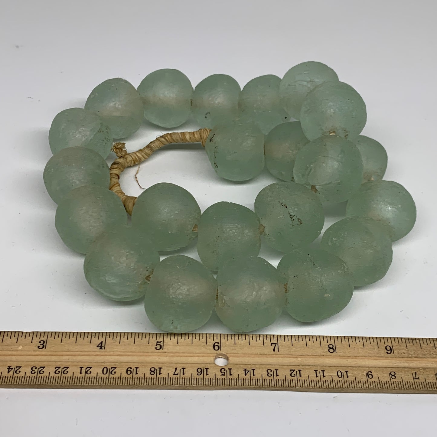 2.1 lbs, 26mm-33mm, 1 Strand, 22 beads, Green/Blue Sea Glass Beads, B35688