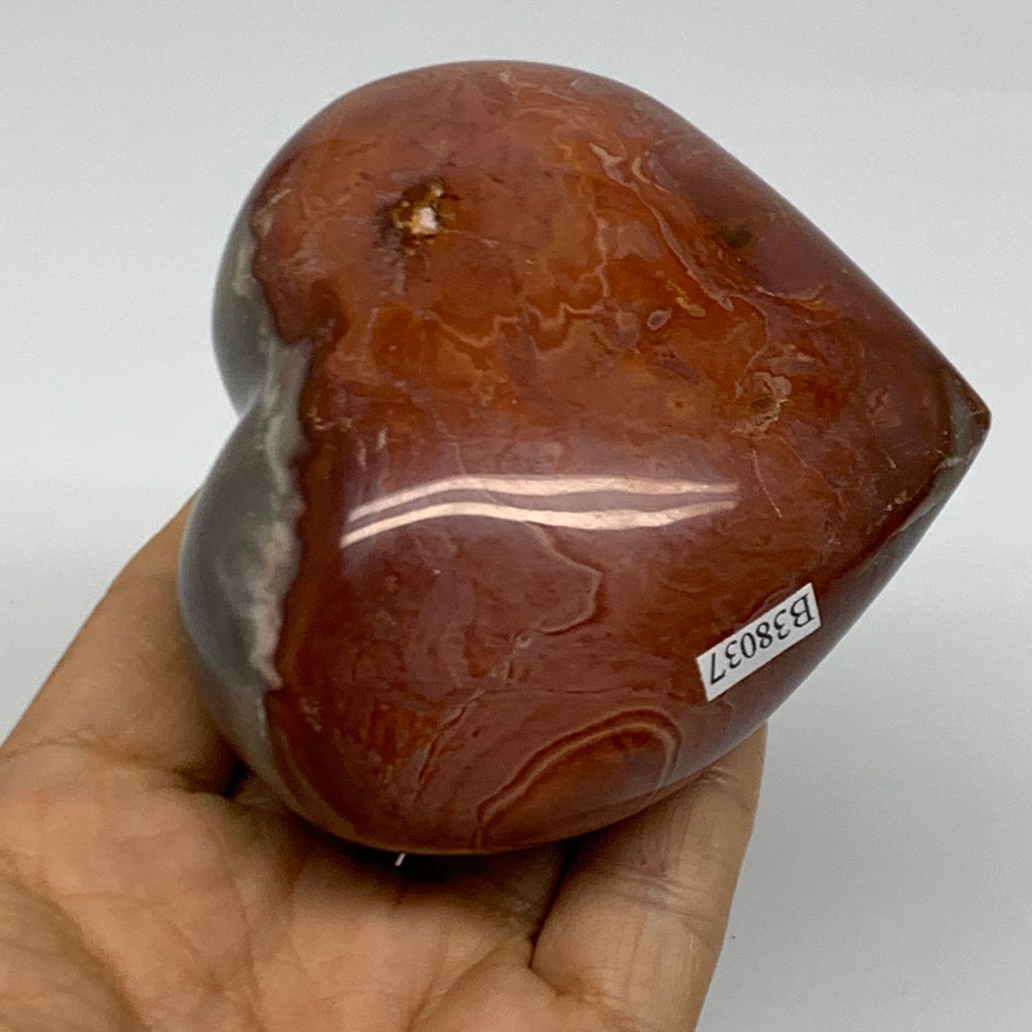 0.78 lbs, 3.1"x3.4"x1.7", Polychrome Jasper Heart Polished Crystal, B38037