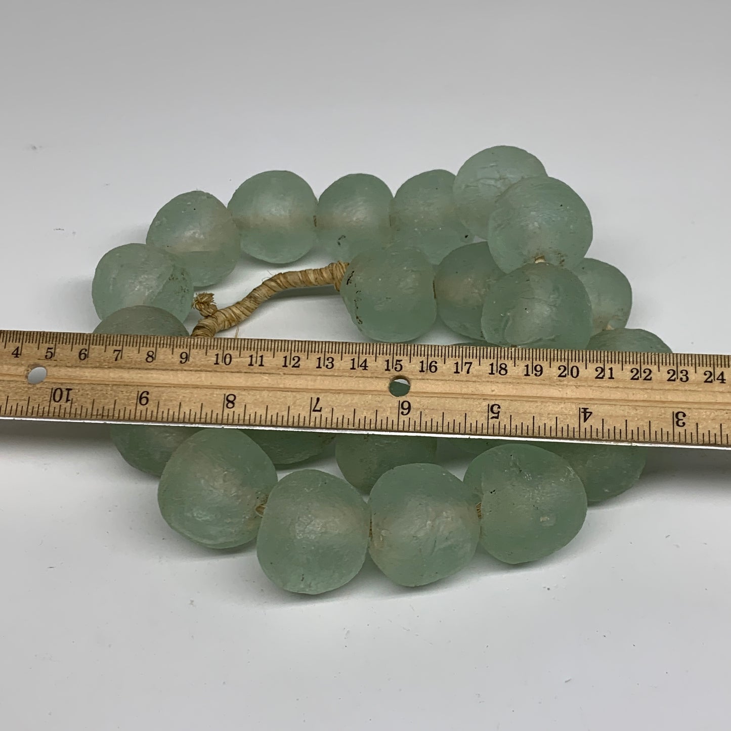 2.1 lbs, 26mm-33mm, 1 Strand, 22 beads, Green/Blue Sea Glass Beads, B35688